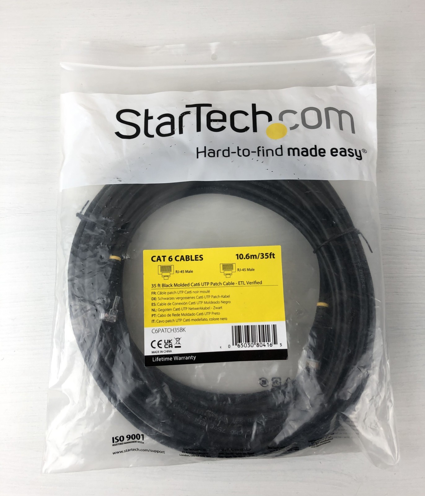 StarTech Cables - 35ft Black Molded CAT6 UTP Patch Cable - Brand New