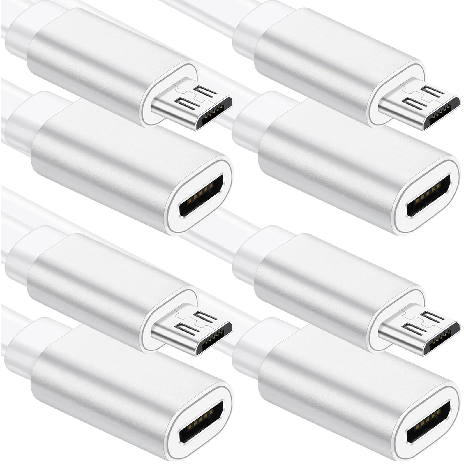 Sumind 4 Pcs Micro USB Extension Cable 10 ft/ 3 Meters, 10 feet, White 