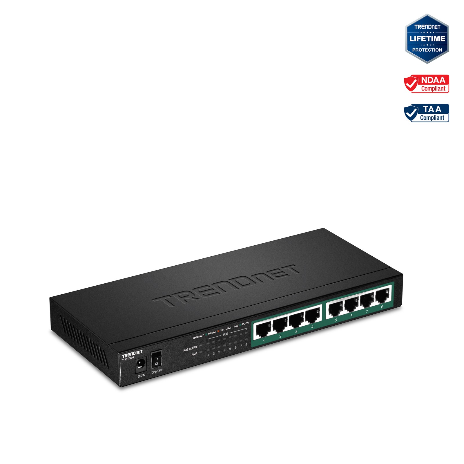 TRENDnet TPE-TG84, 8-Port Gigabit PoE+ Switch