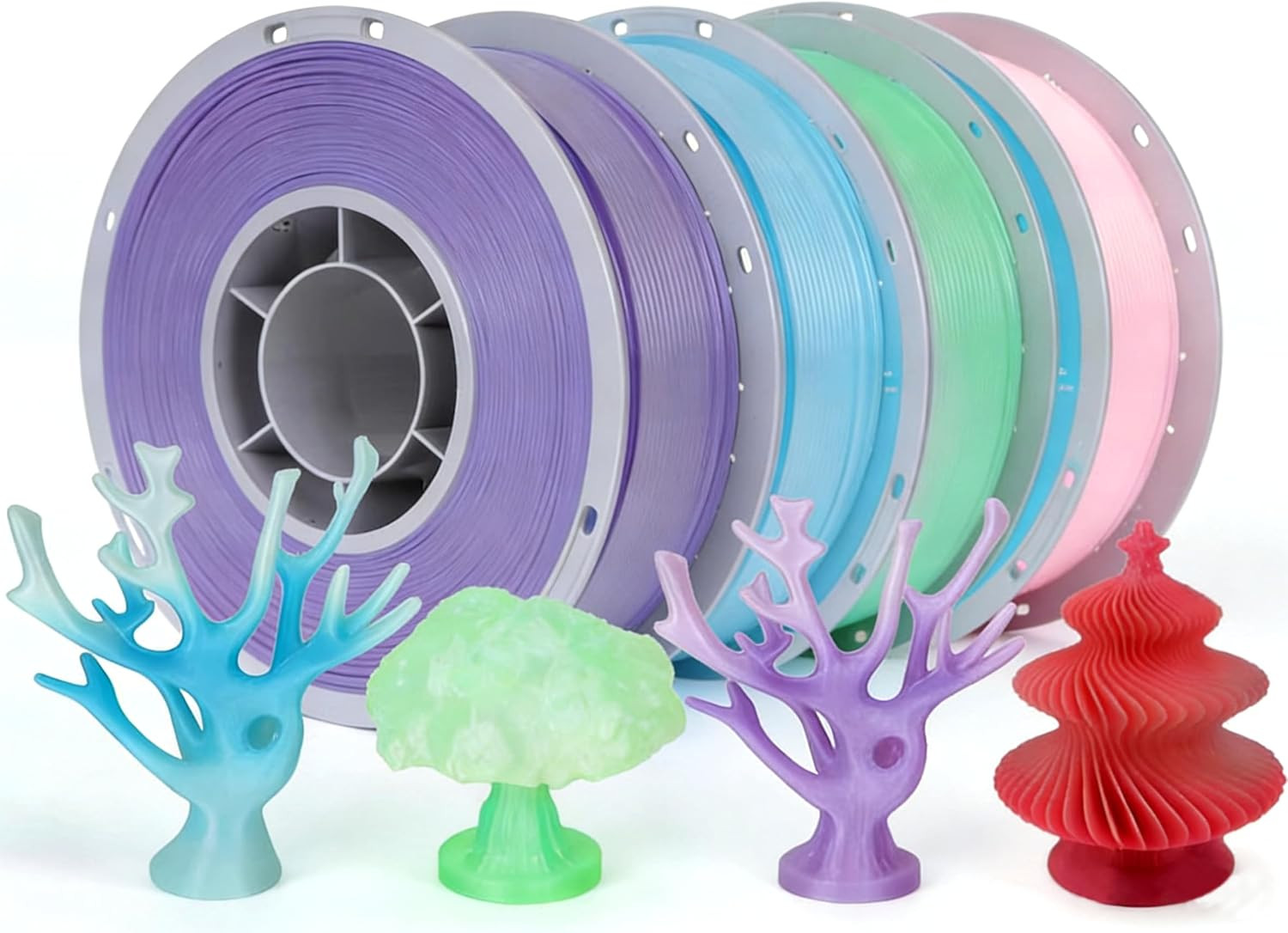Crystal Rainbow PLA 3D Printer Filament Bundle, 4 Rolls,1Kg Spool(2.2Lbs) 1.75Mm