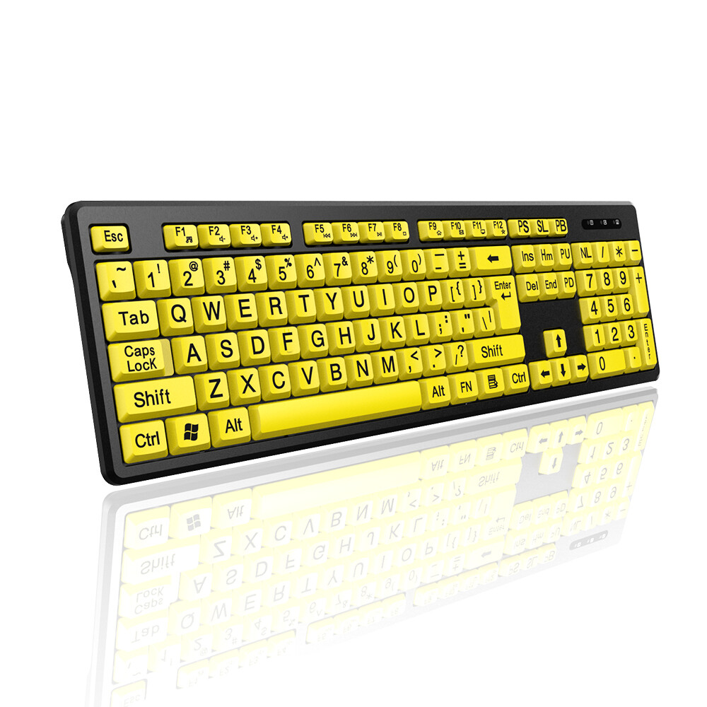 Wired Keyboard - Yellow Large Character Keyboard for Elderly,High S1Q4