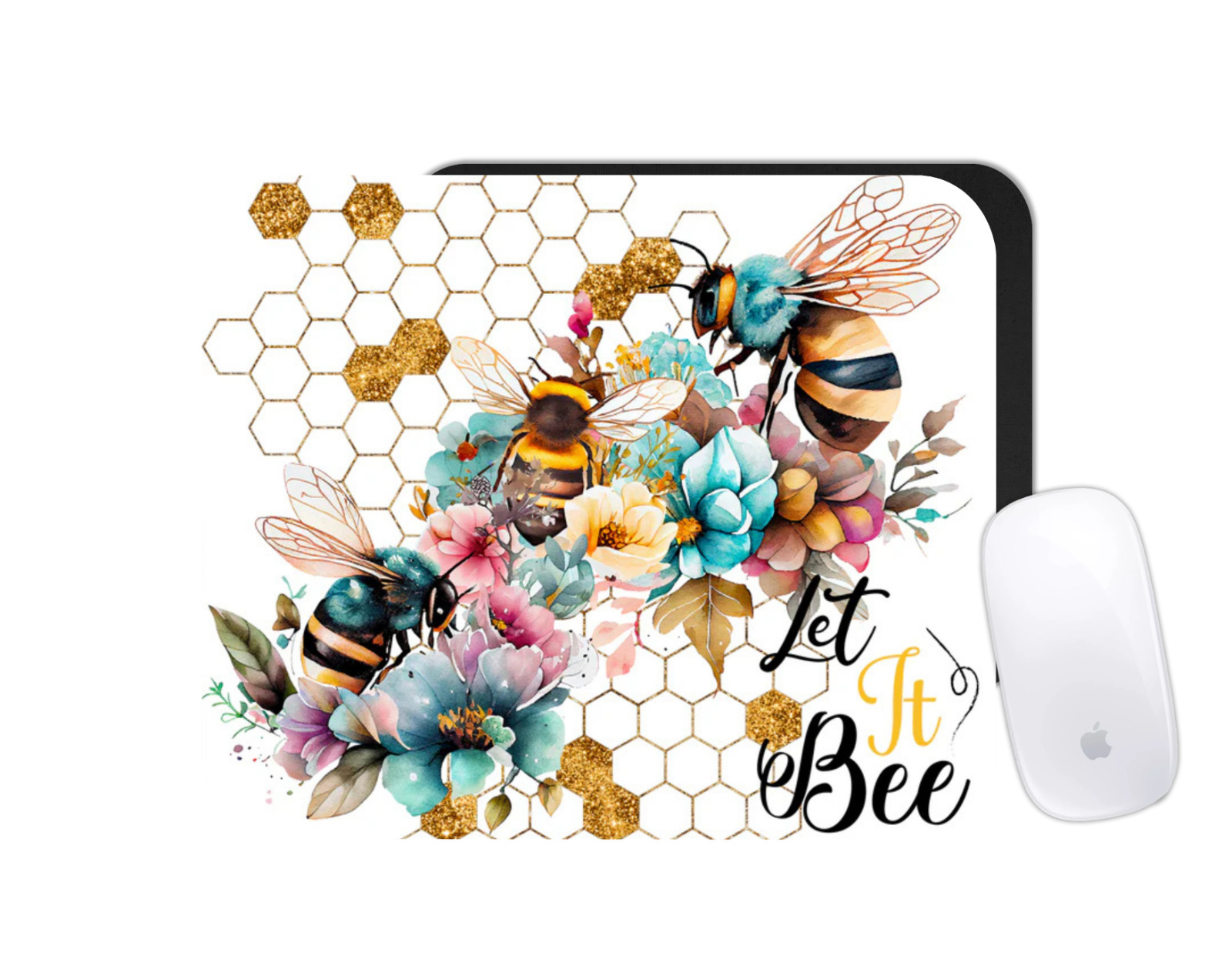 Let It Bee Cartoon Mouse Pad | Cute Insect Desk Mat | Custom Kids Gift