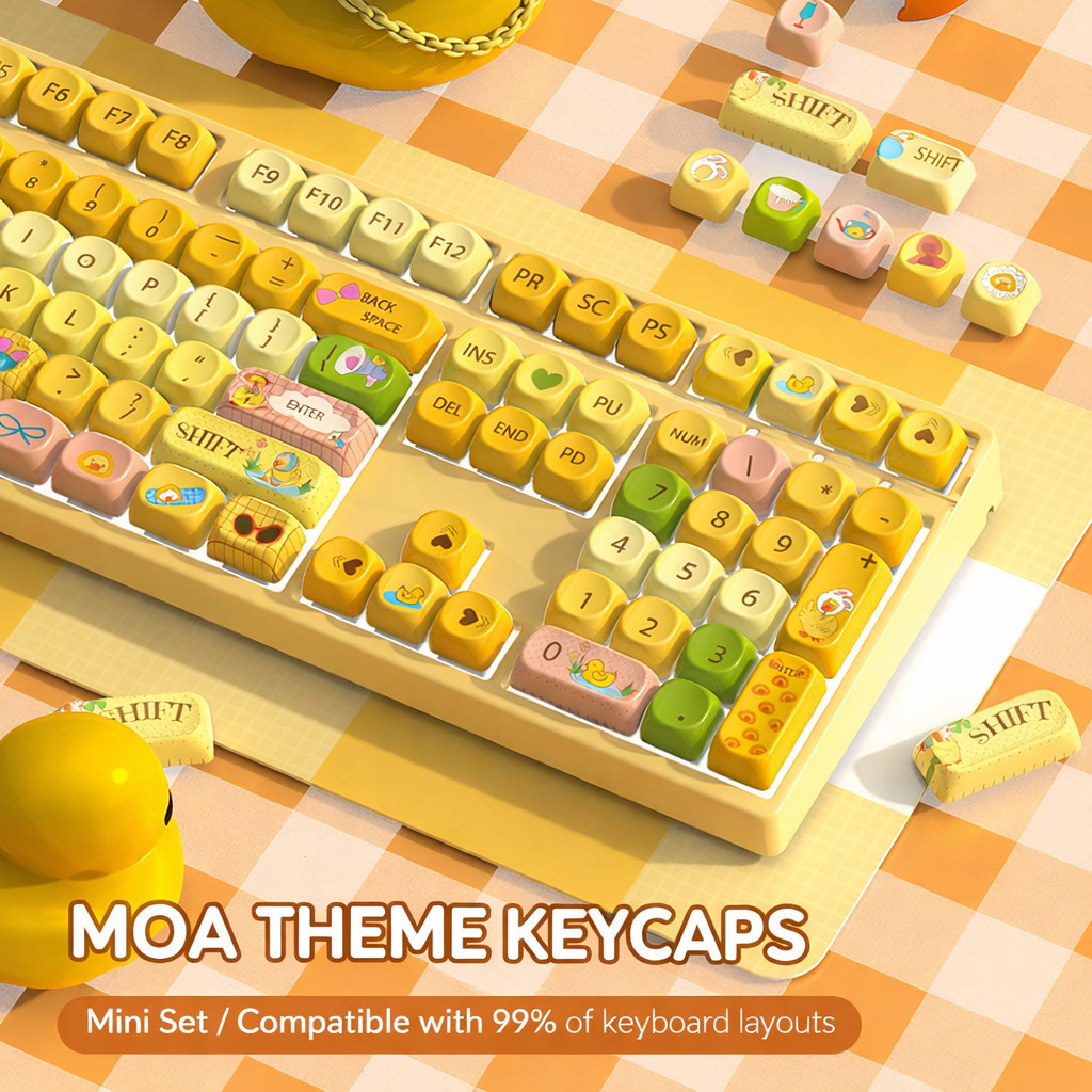 MOA Duck Theme PBT Keycap Set Cute Yellow Custom Keycaps for Mechanical Keyboard