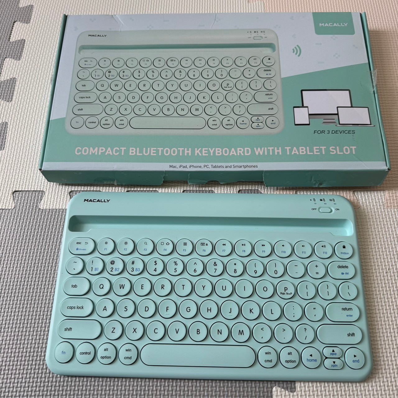 Macally Universal Bluetooth Wireless Mint Keyboard PC Mac iPhone iPad Tablet