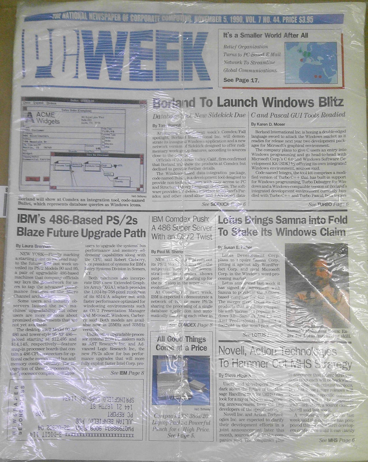 PC Week, November 5, 1990. IBM's 486-based PCs; Borland Windows blitz, etc.