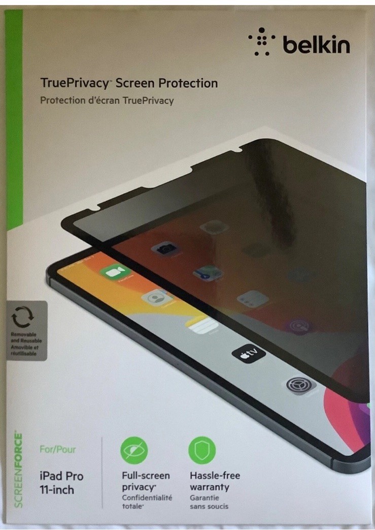 Belkin ScreenForce True Privacy Screen Protector iPad 7th Gen iPad Pro 4 11” NEW