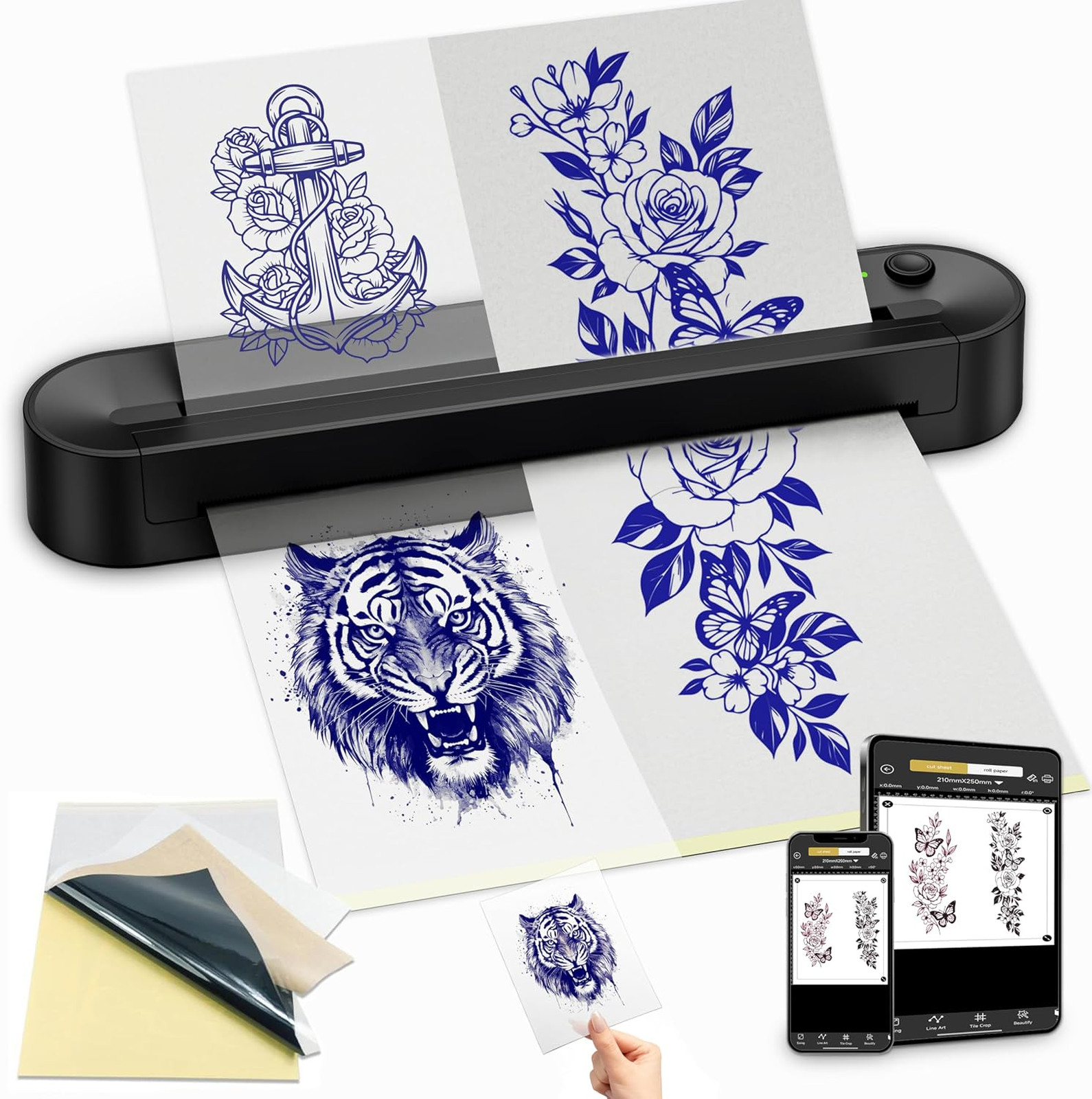 Tattoo Stencil Printer, Bluetooth Thermal Printer with Save Custom Templates