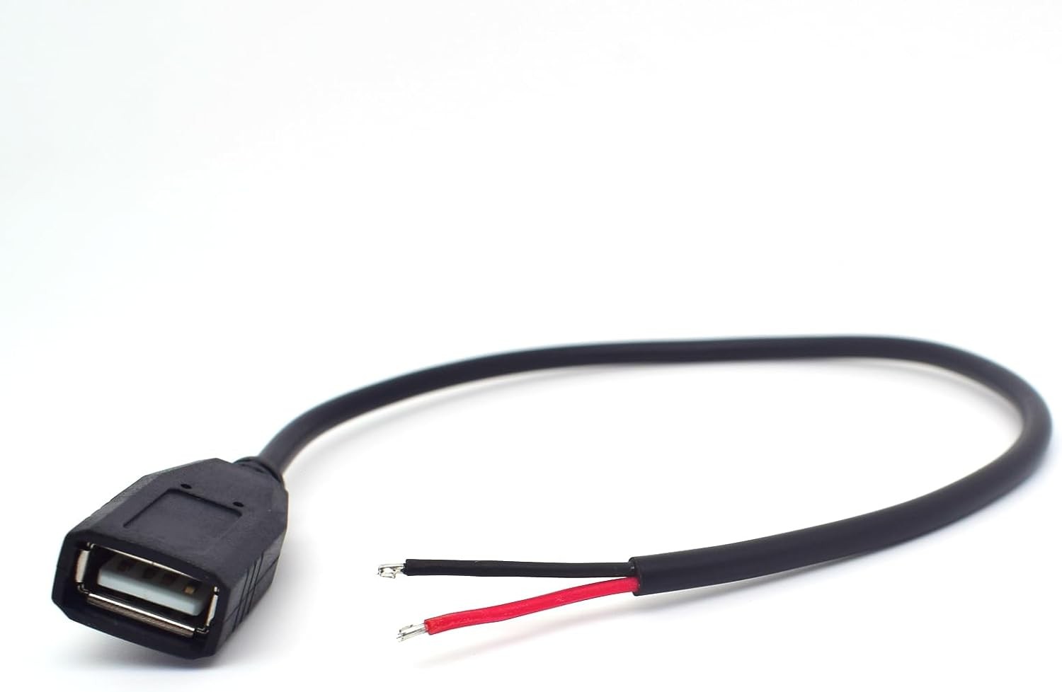 20AWG Single Short USB Female Power Pigtail，0.3M/1FT 1PCS 0.3M/1FT, Black 