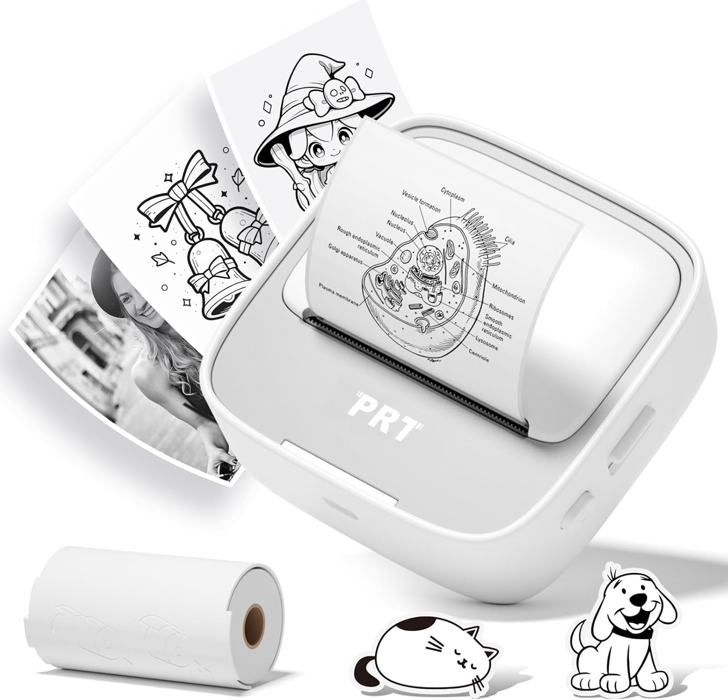 PRT Mini Sticker Printer, Portable Thermal Printer with 1Roll Sticker Paper