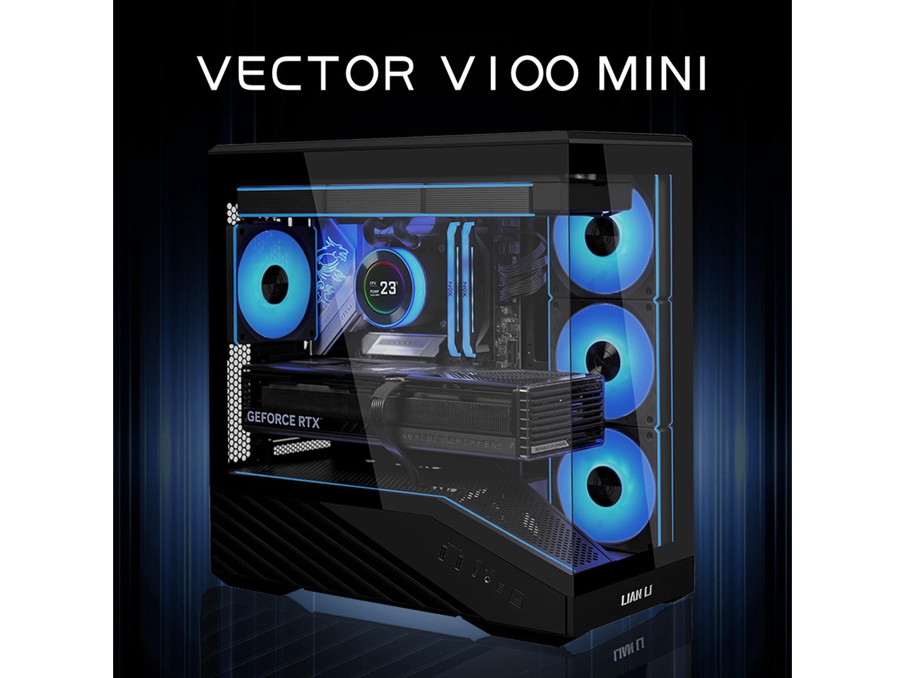 Lian Li VECTOR V100 MINI Micro Form Factor Compact PC Case, Pre-install 4 x