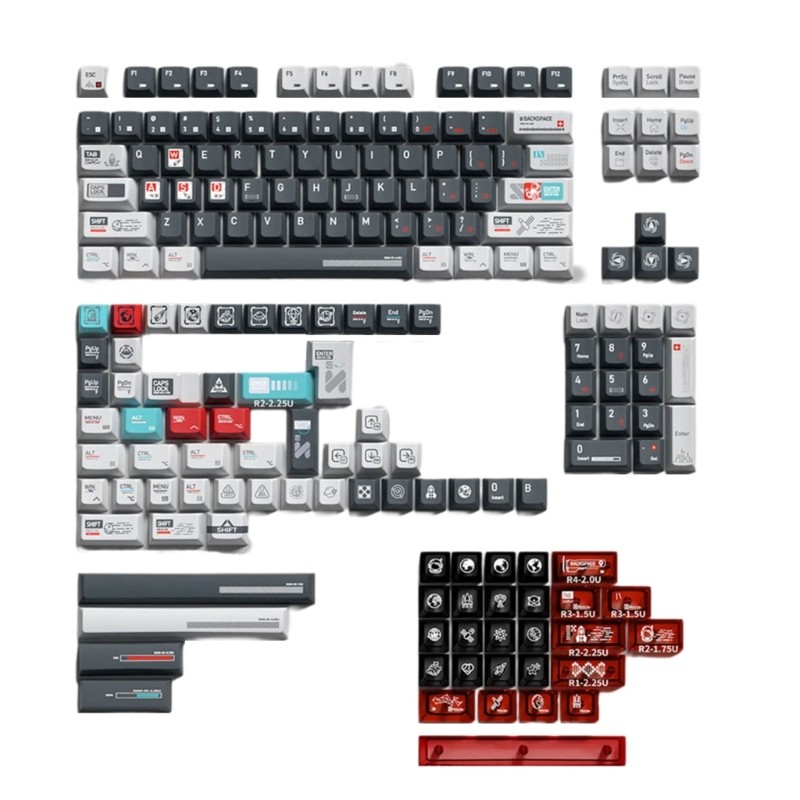 183 Key Keycap Set Comfortable with Rich Detailed Moon Project Theme Keyboard