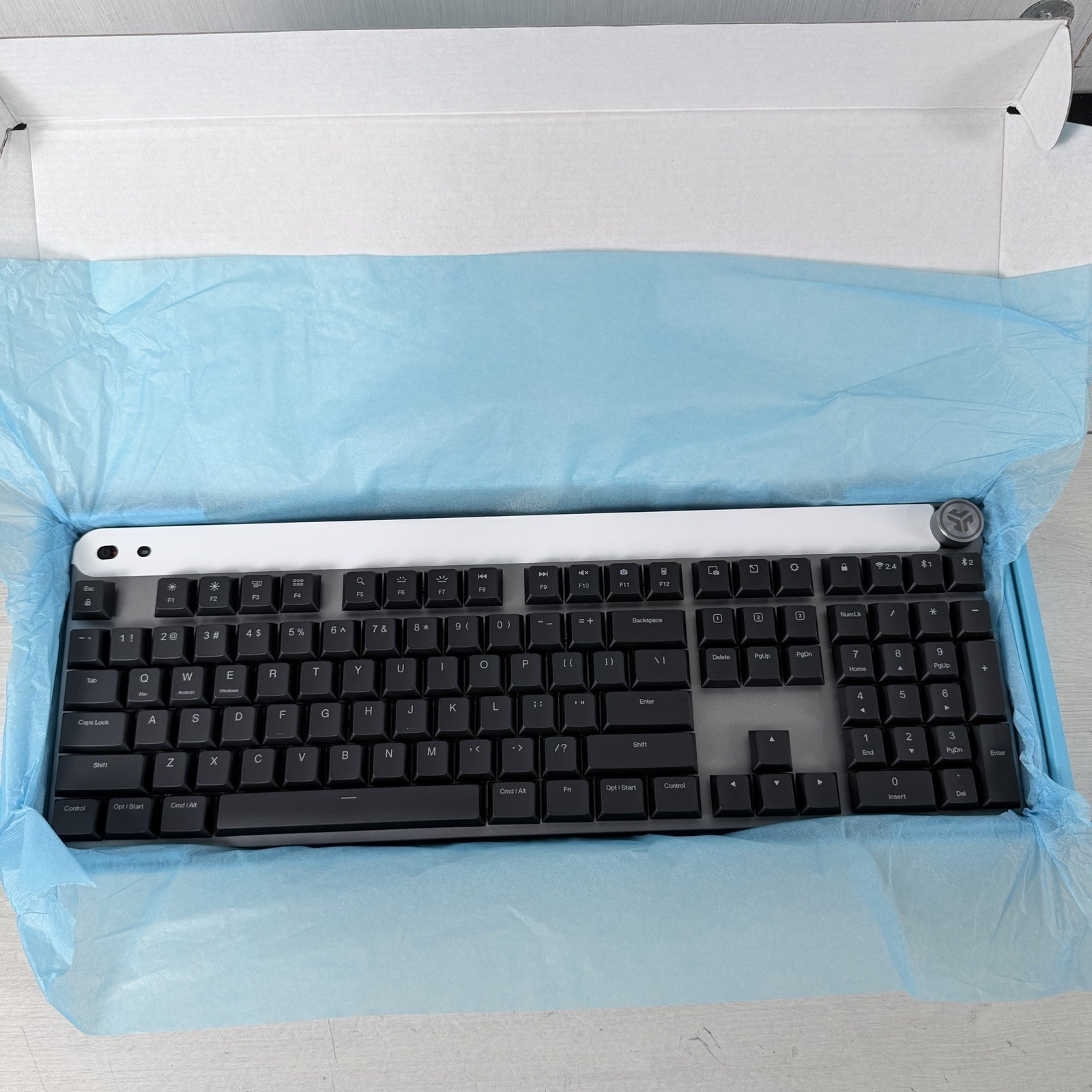 JLab Epic Mechanical Wireless Keyboard, Bluetooth, White Open Box