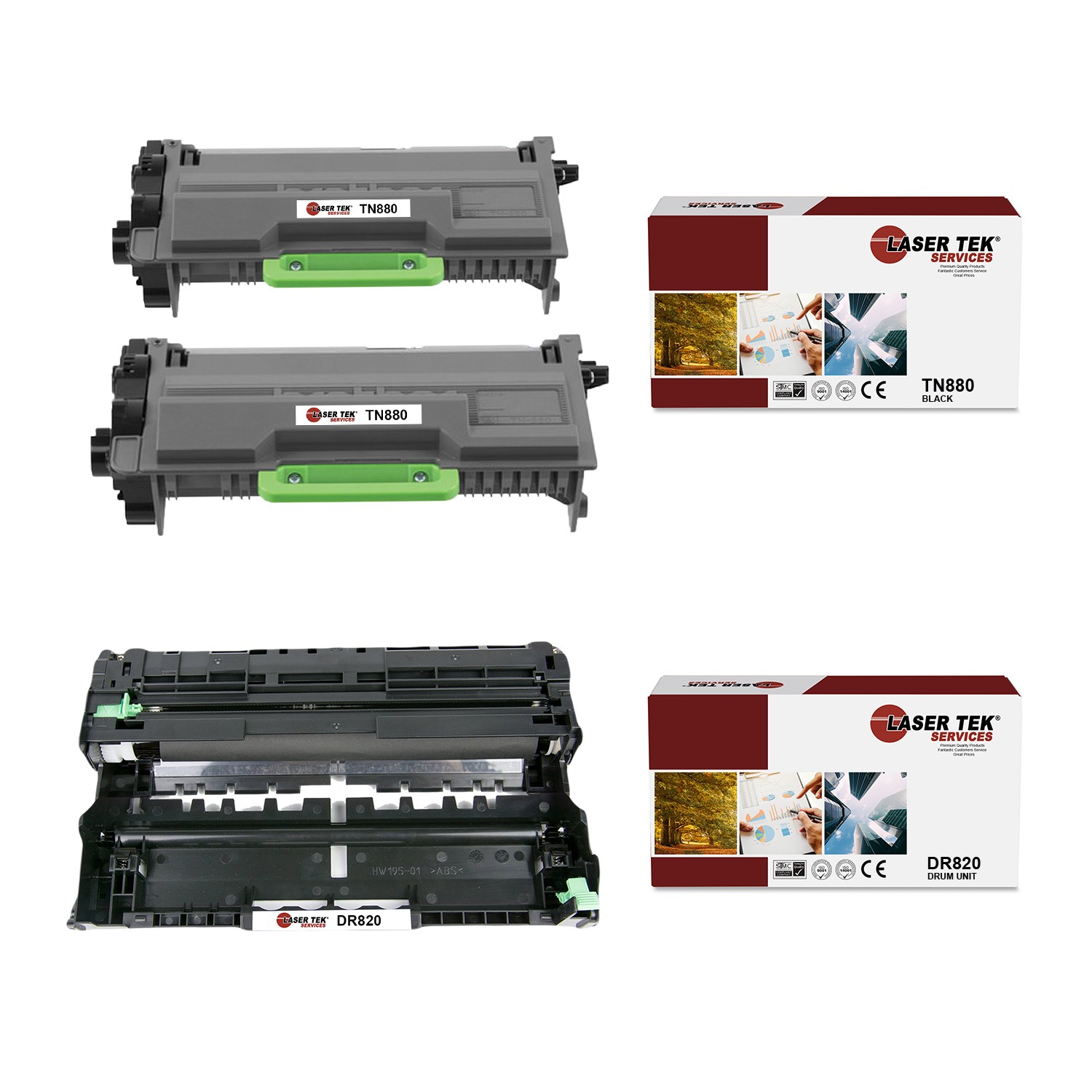 3Pk LTS TN-880 DR-820 HY Compatible for Brother HLL6200DW Toner and Drum Unit