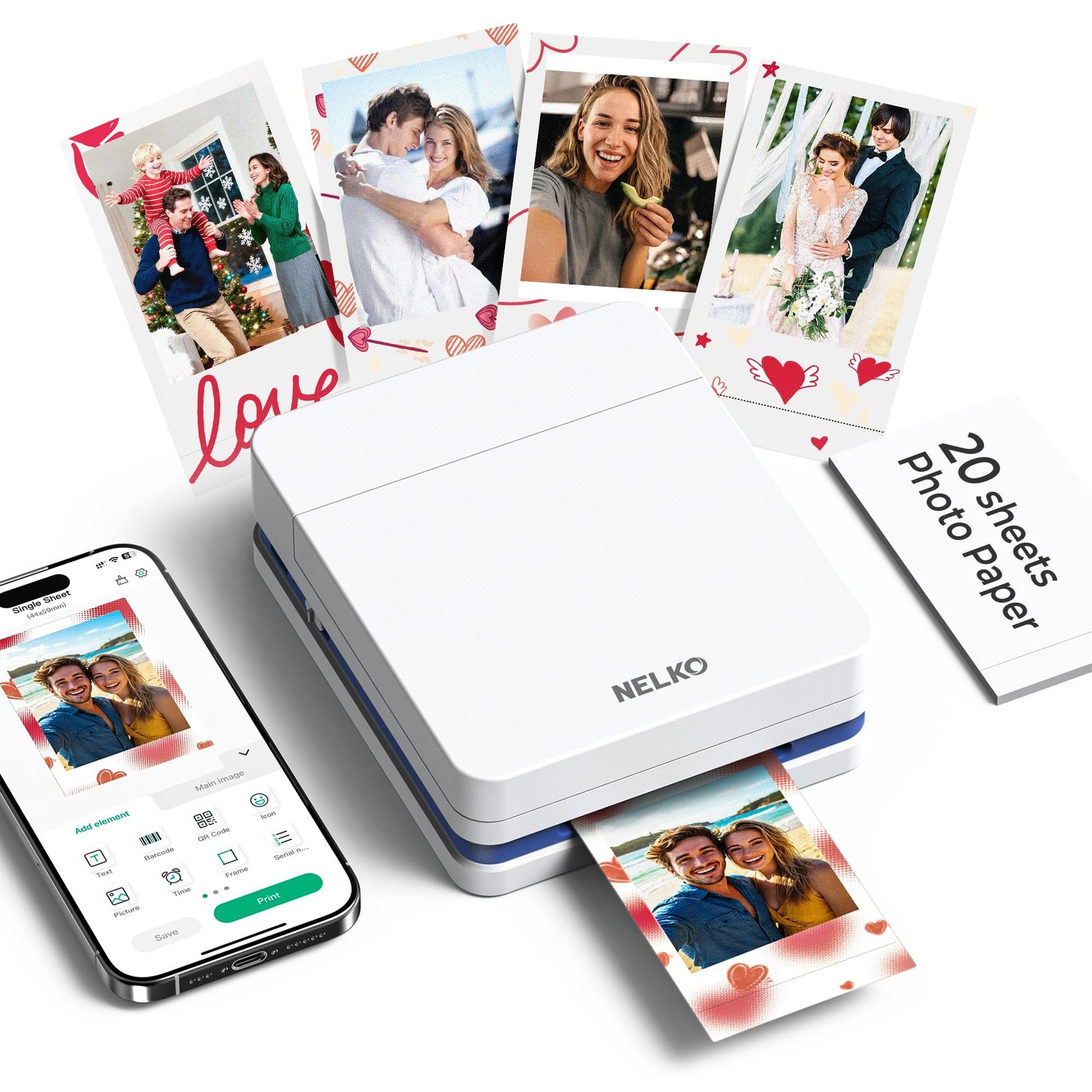 Nelko Photo Printer, PP01 Color Mini Portable Printer, Instant Smartphone Ink...