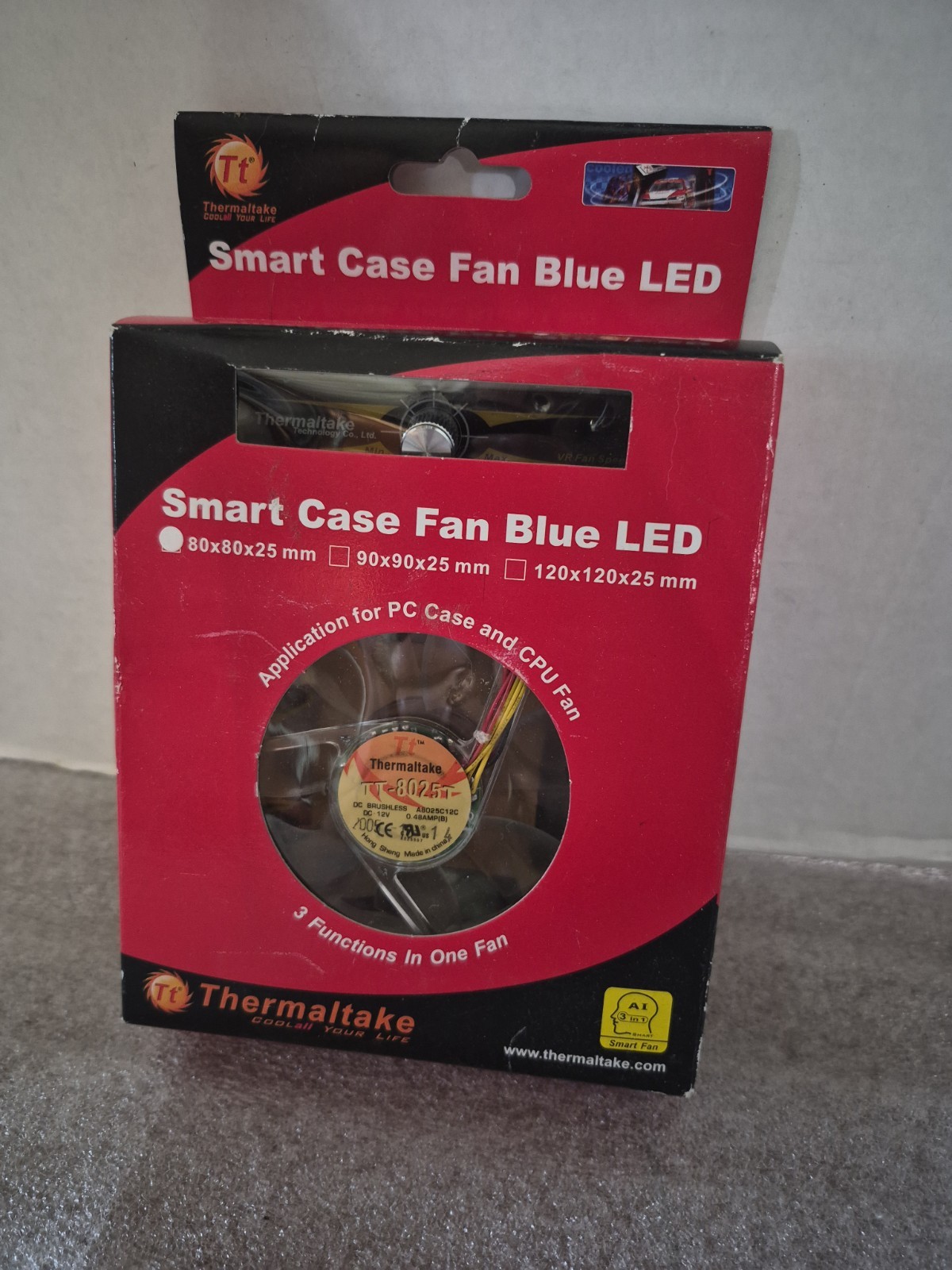Thermaltake Smart Case Fan Blue LED 80mm Temperature Setting Silent Thermostat