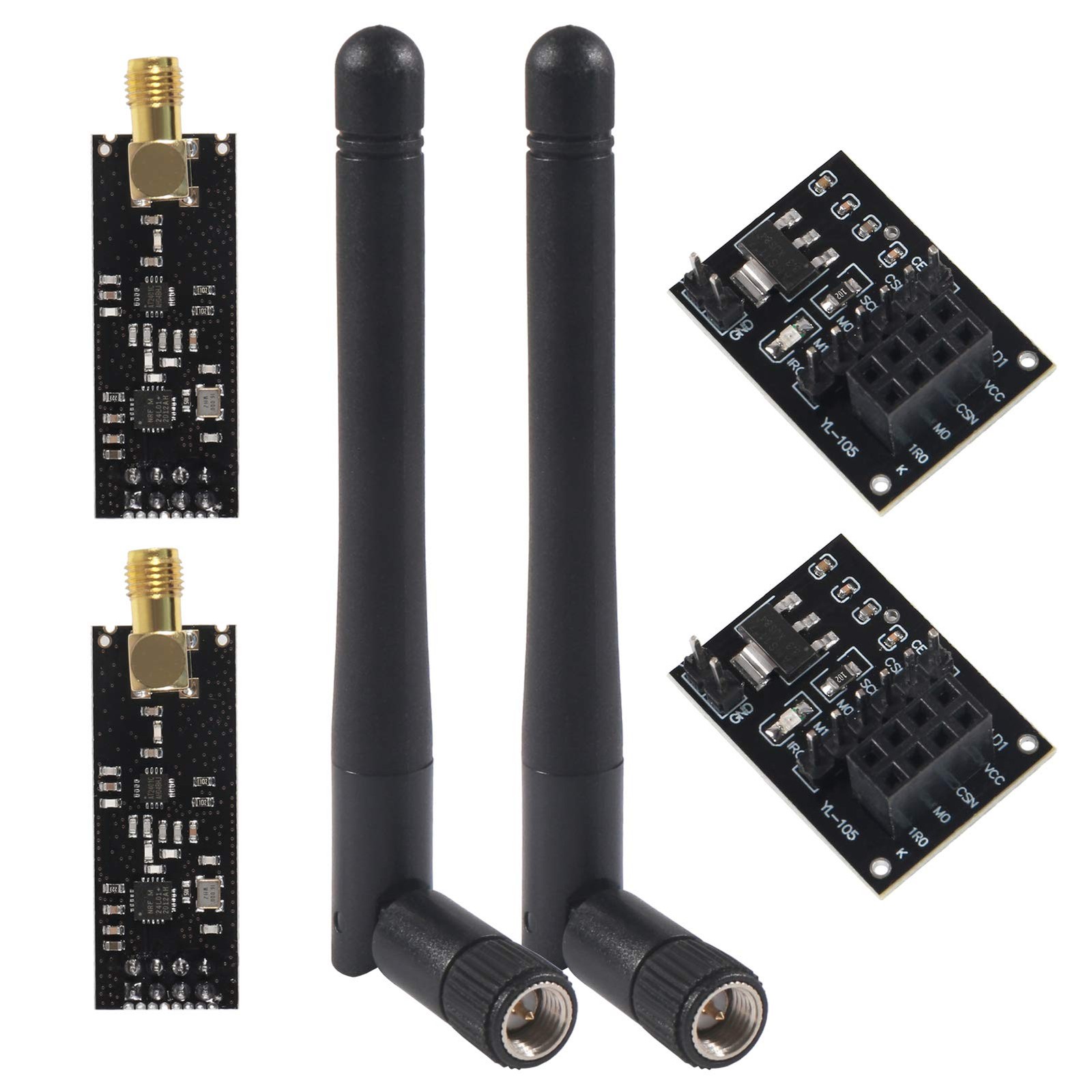 2Pcs NRF24L01+PA+LNA RF Wireless Transceiver Module with SMA Antenna 2.4G...