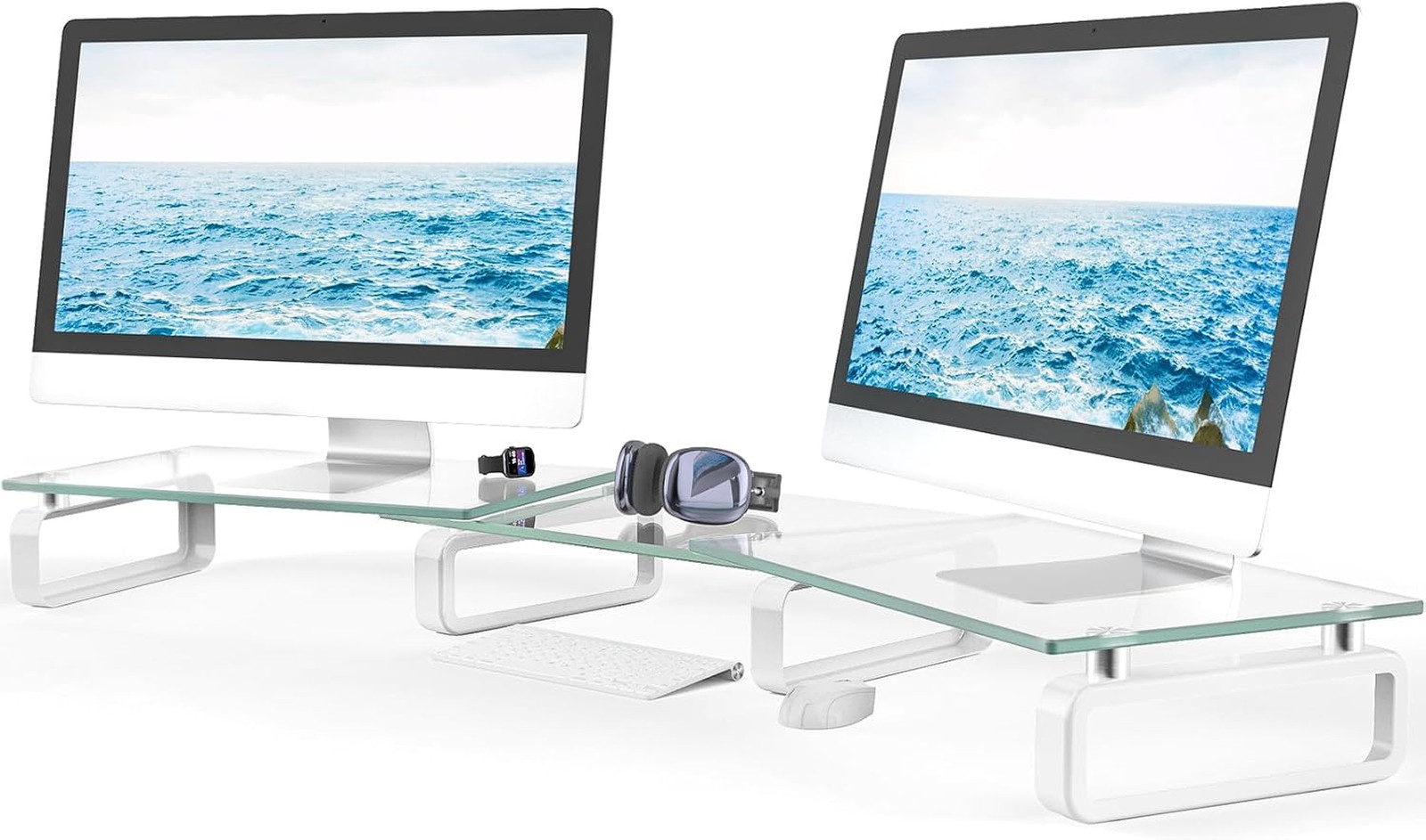 Monitor Stand Riser Computer Desktop Organizer Glass Tabletop Support Ergonomic