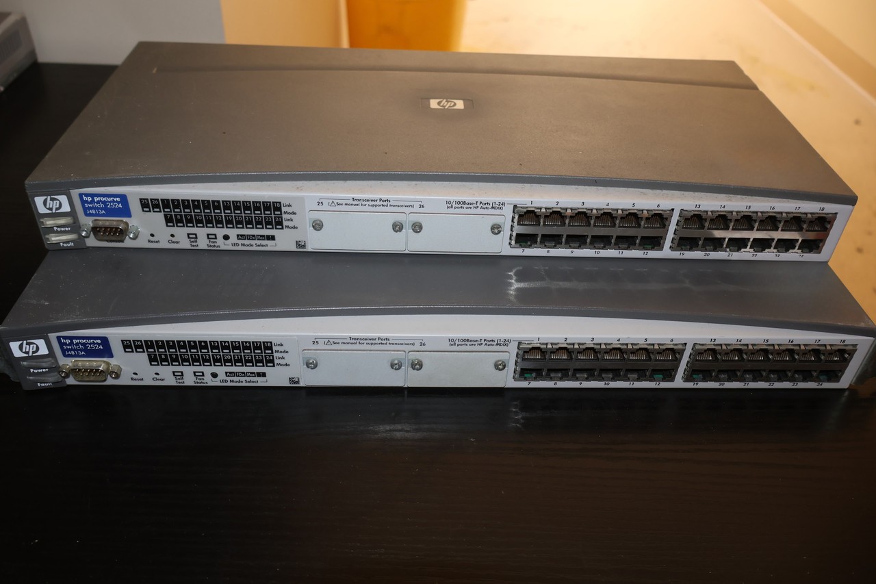 (2) HP Procurve 2524 (J4813A) Rack-Mountable Managed Switches