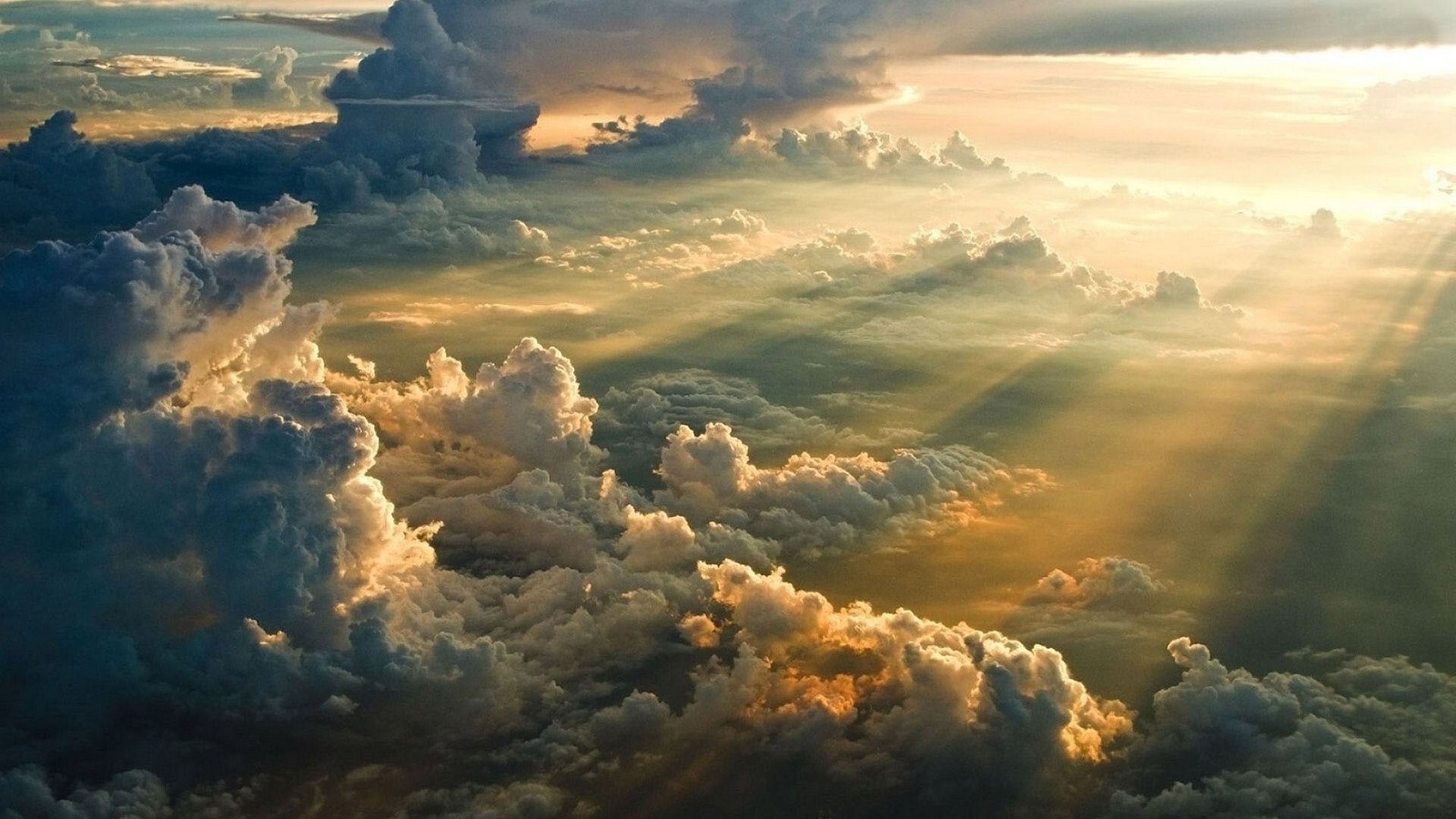 Landscape nature clouds sun rays sunset sunlight aerial Custom Gaming Mat Desk