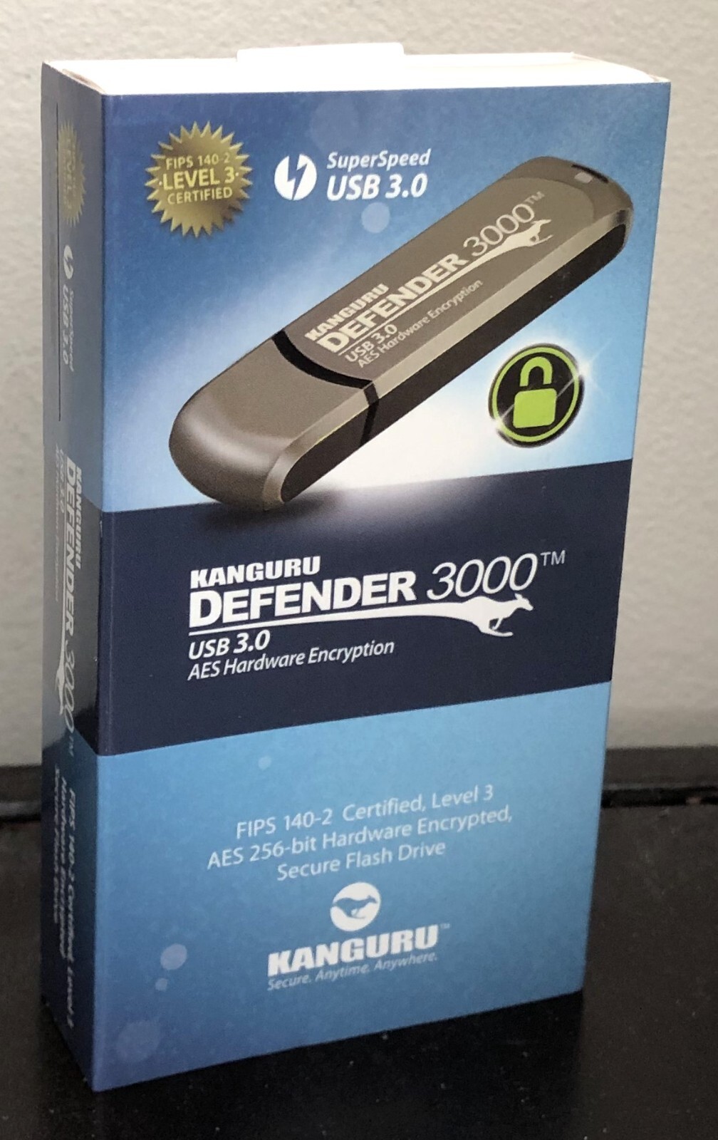 Kanguru Defender3000 Fips 140-2 Level 3, Superspeed Usb 3.0 Secure Flash Drive