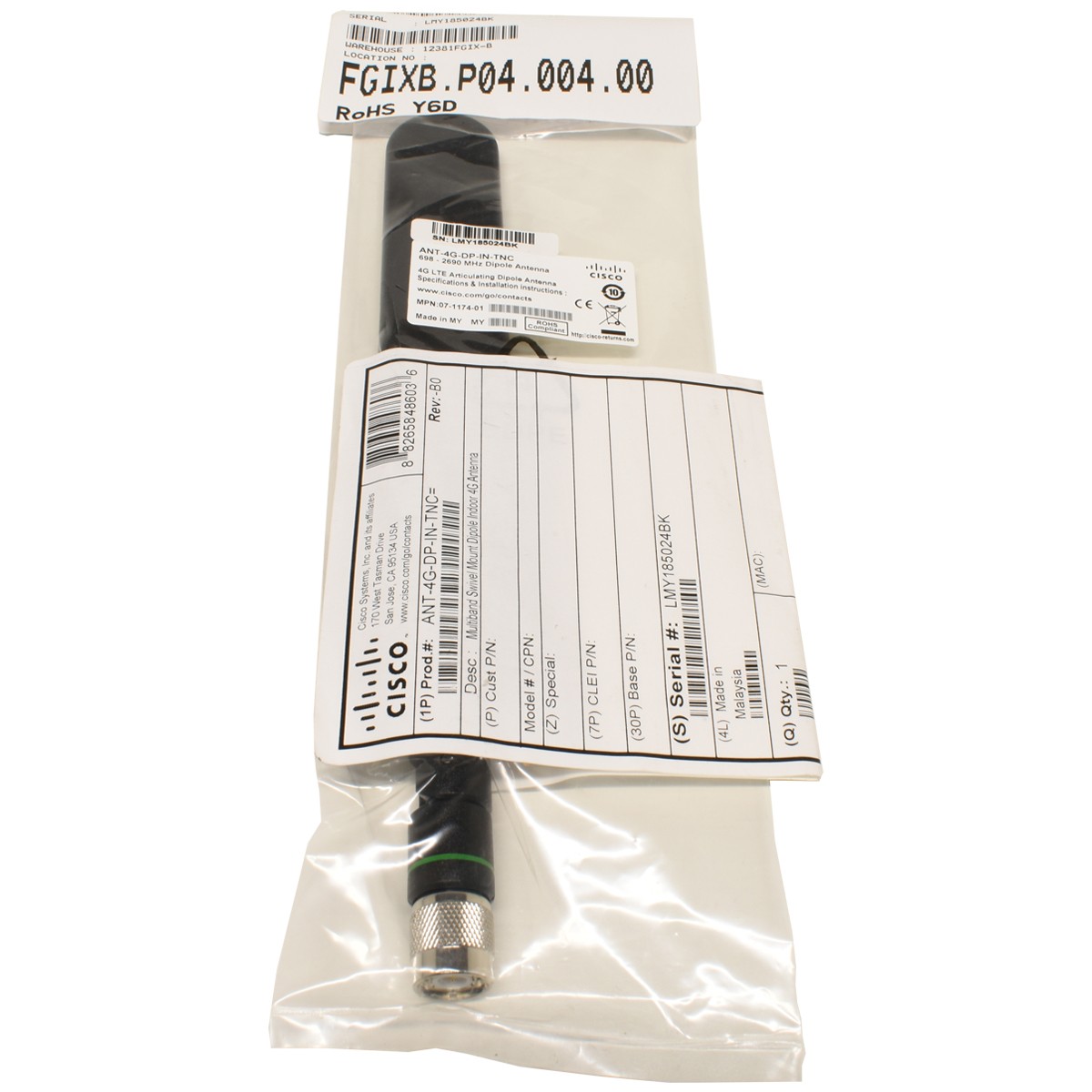 2x Cisco ANT-4G-DP-IN-TNC Multiband Swivel Mount Dipole Indoor 4G Antenna NEW