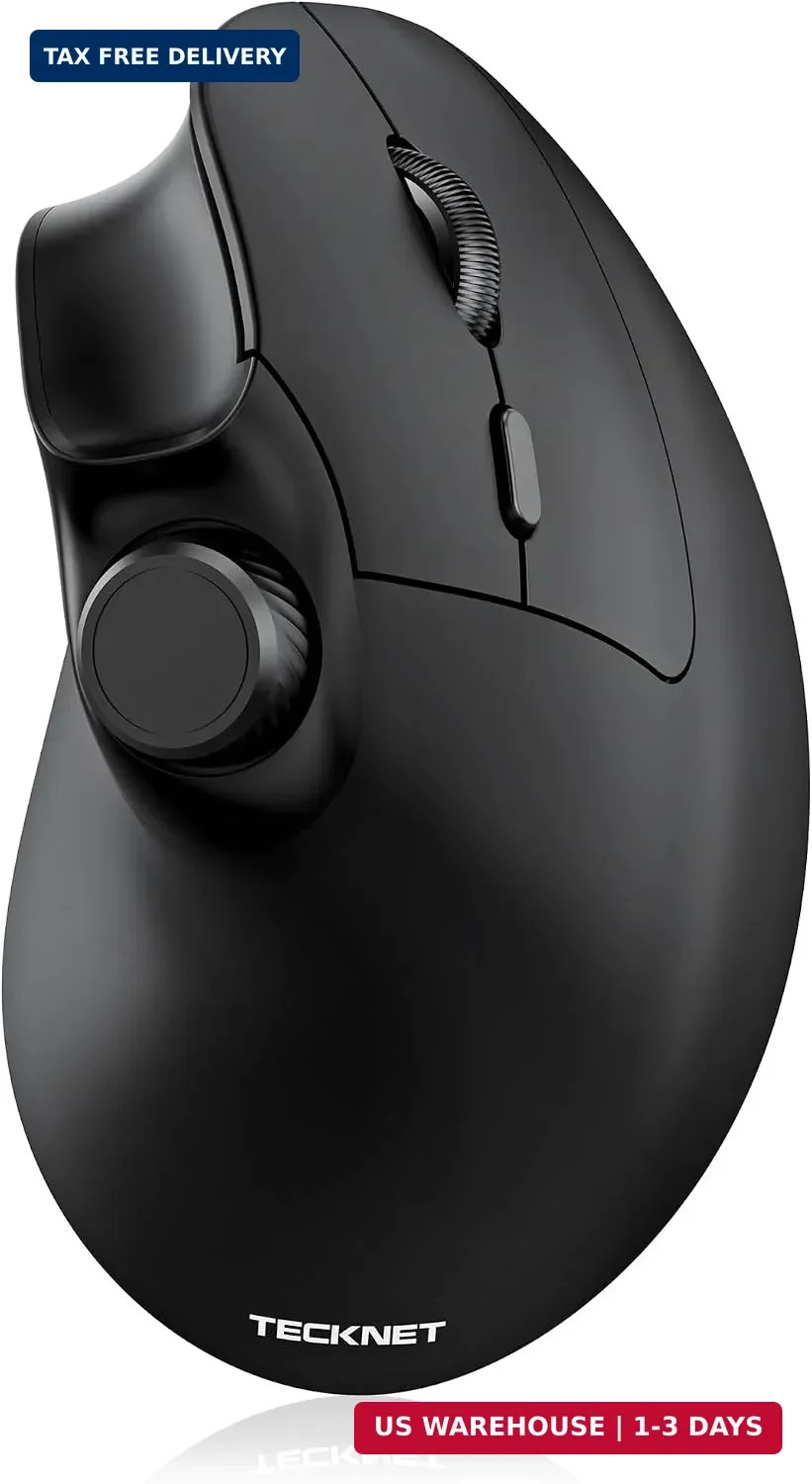 TECKNET Ergonomic Mouse, Rechargeable Wireless Bluetooth Mouse (BT 5.0/5.0+2.4G)