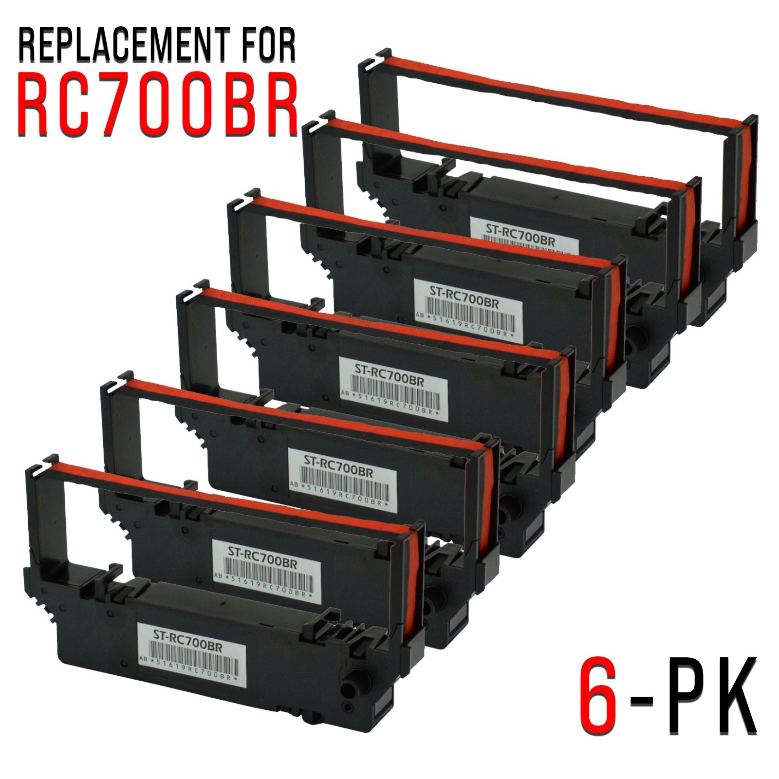 6-Pack Premium Black/Red Ribbons for Star SP-700 | Fits RC700BR SP712 SP742