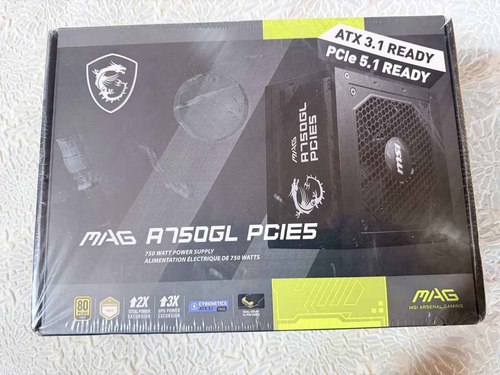 MSI MAG A750GL PCIE5 750W 80 Plus Gold Fully Modular ATX 3.1 Power Supply
