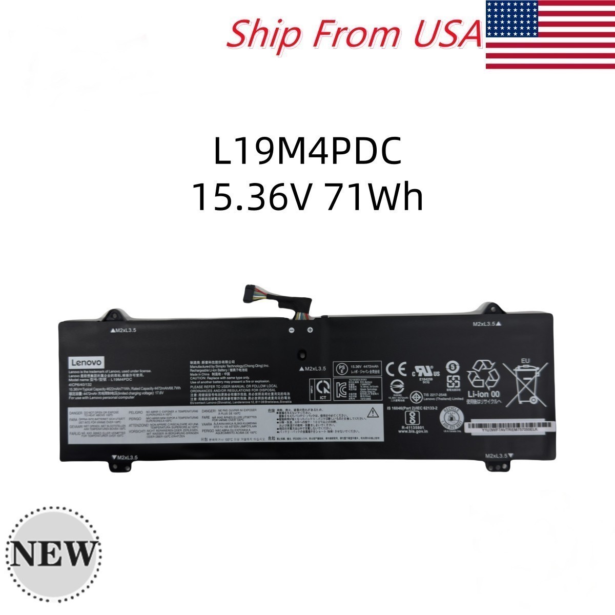 NEW Genuine L19C4PDC L19L4PDC L19M4PDC Battery For Lenovo Yoga 7-14ITL5 7-15ITL5