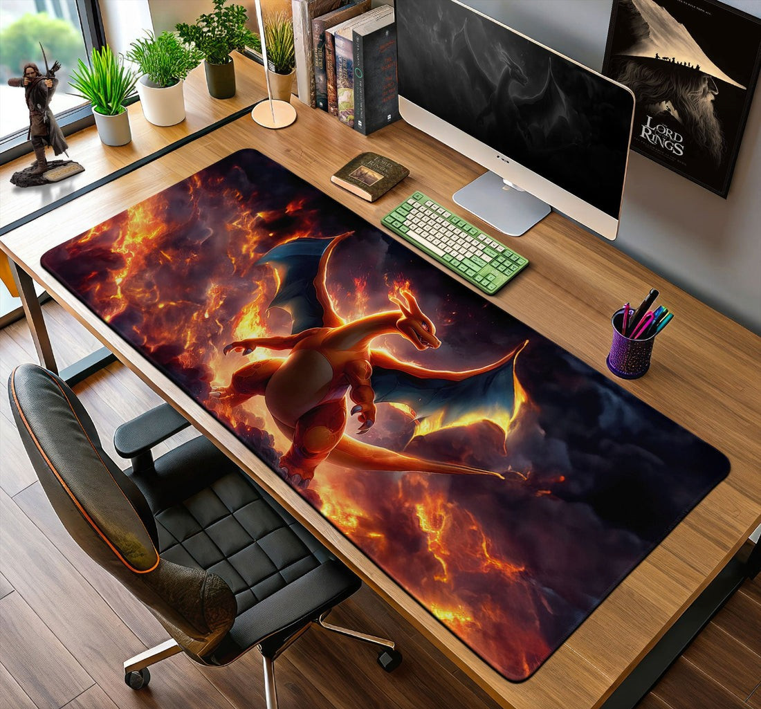 Charizard Firestorm Mouse Pad, Pokémon Gamer Desk Mat Desk Accessories