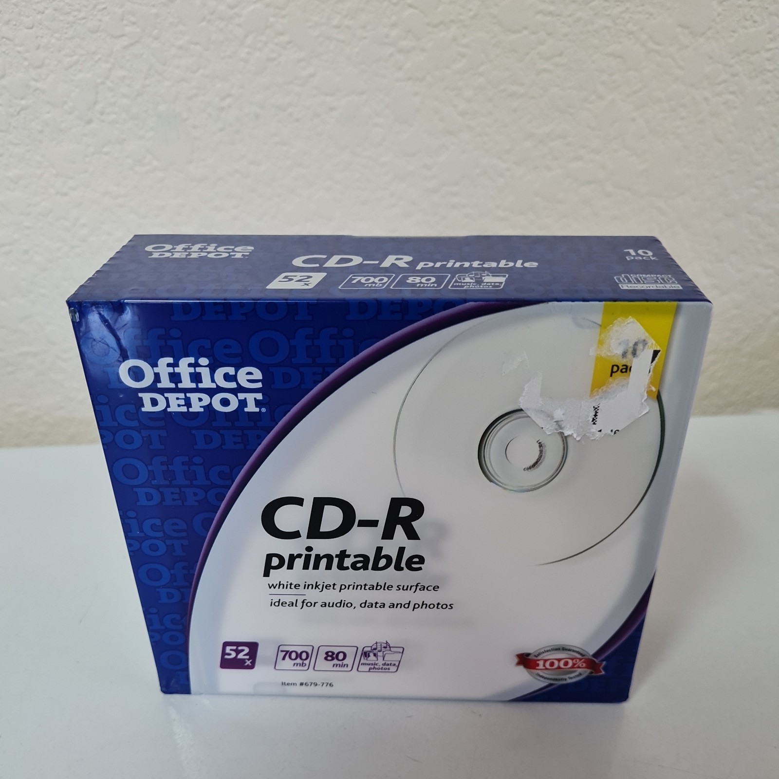  Office Depot 10 Pack CD-R Printable, 700 mb, 80 min, 52x slim Jewelcase