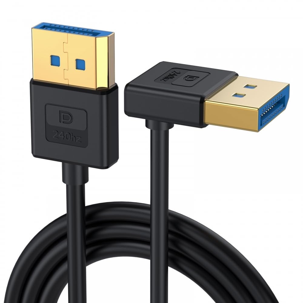 CY Ultrafine Down Angled DisplayPort 1.4 DP to Cable, 100cm, Black