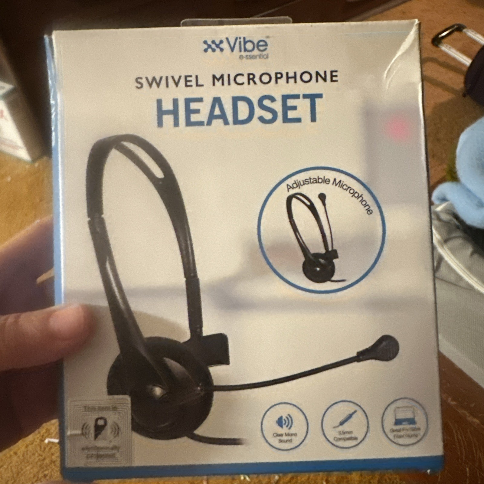 Vibe 3.5mm Plug-In Mono Headset  Headset With Swivel Microphone New In Box