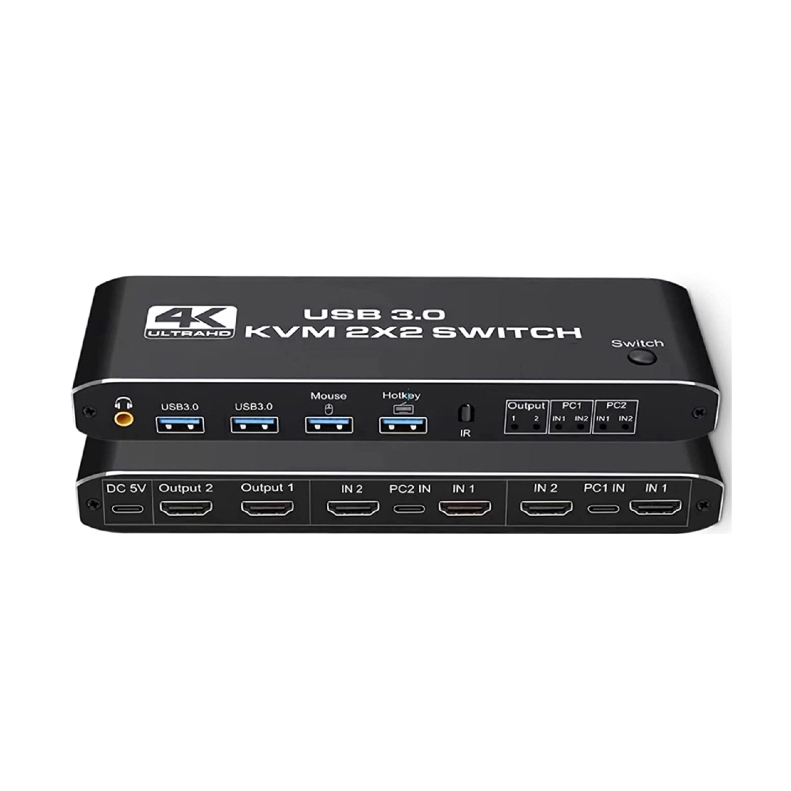 4K 2 in 2 out HDMI Kvm Switch 2x2 Dual Monitor USB 3.0 HDMI Keyboard Hotkey