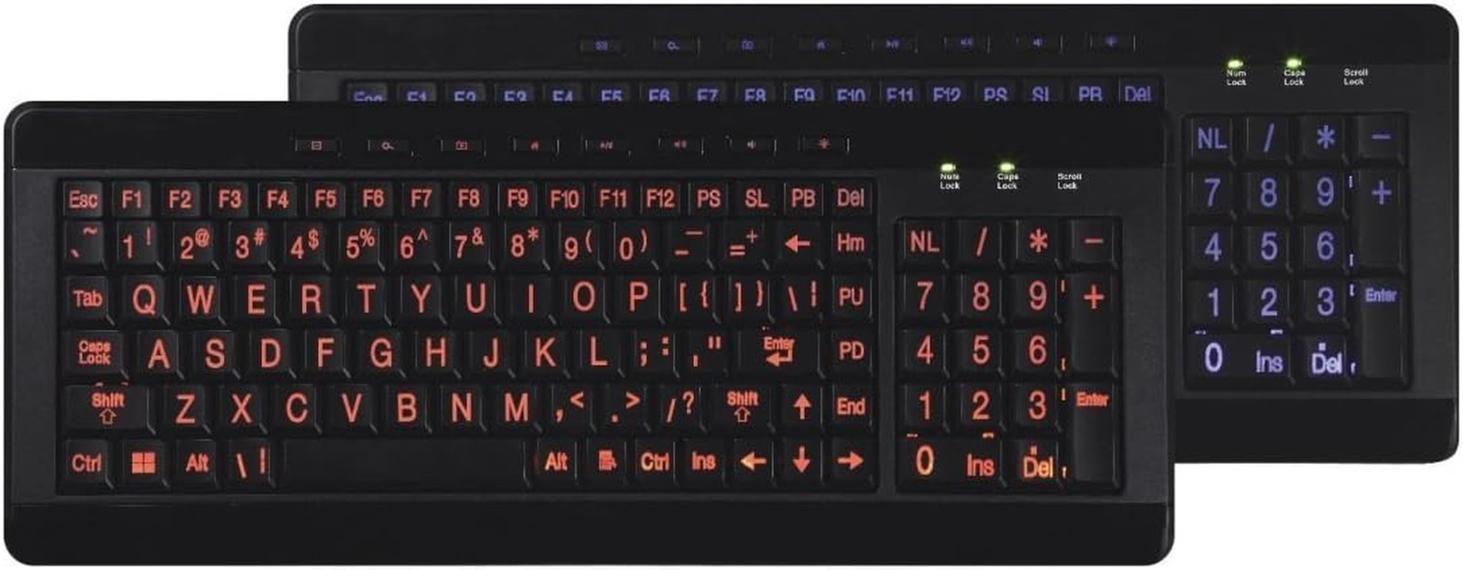 Large Font Print USB LED Backlit Keyboard, Orange and Blue (IMBA-LOB-BKB)