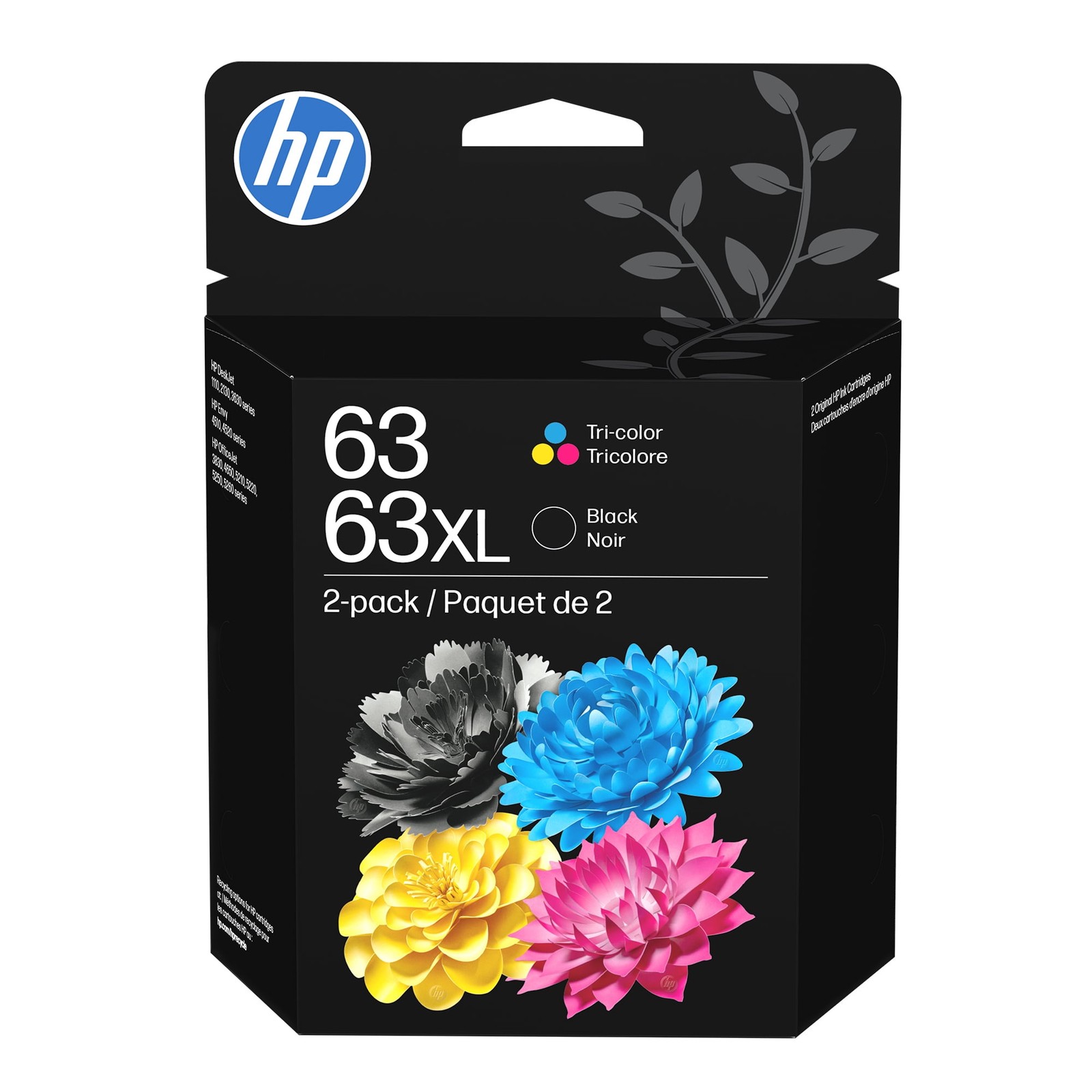 HP L0R48AN#RFD 63 Clr/63XL Blk Ink Cartridge Combo 2-Pk