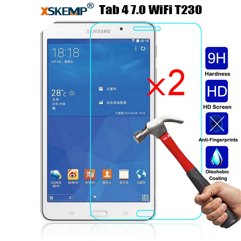 2Pcs Tempered Glass Screen Protector Samsung Galaxy Tab 4 7.0 T230 T231 T235