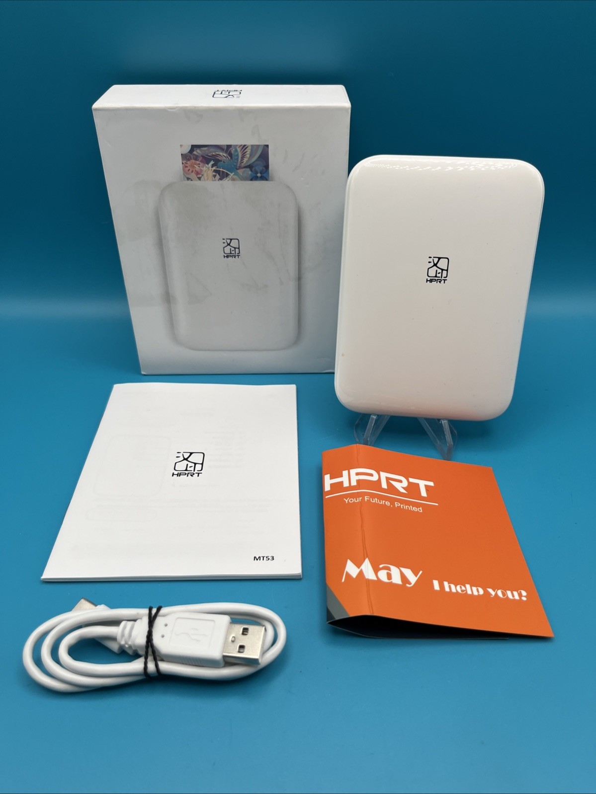 HPRT MT53 White Wireless Bluetooth Portable Mini Photo Printer In Box