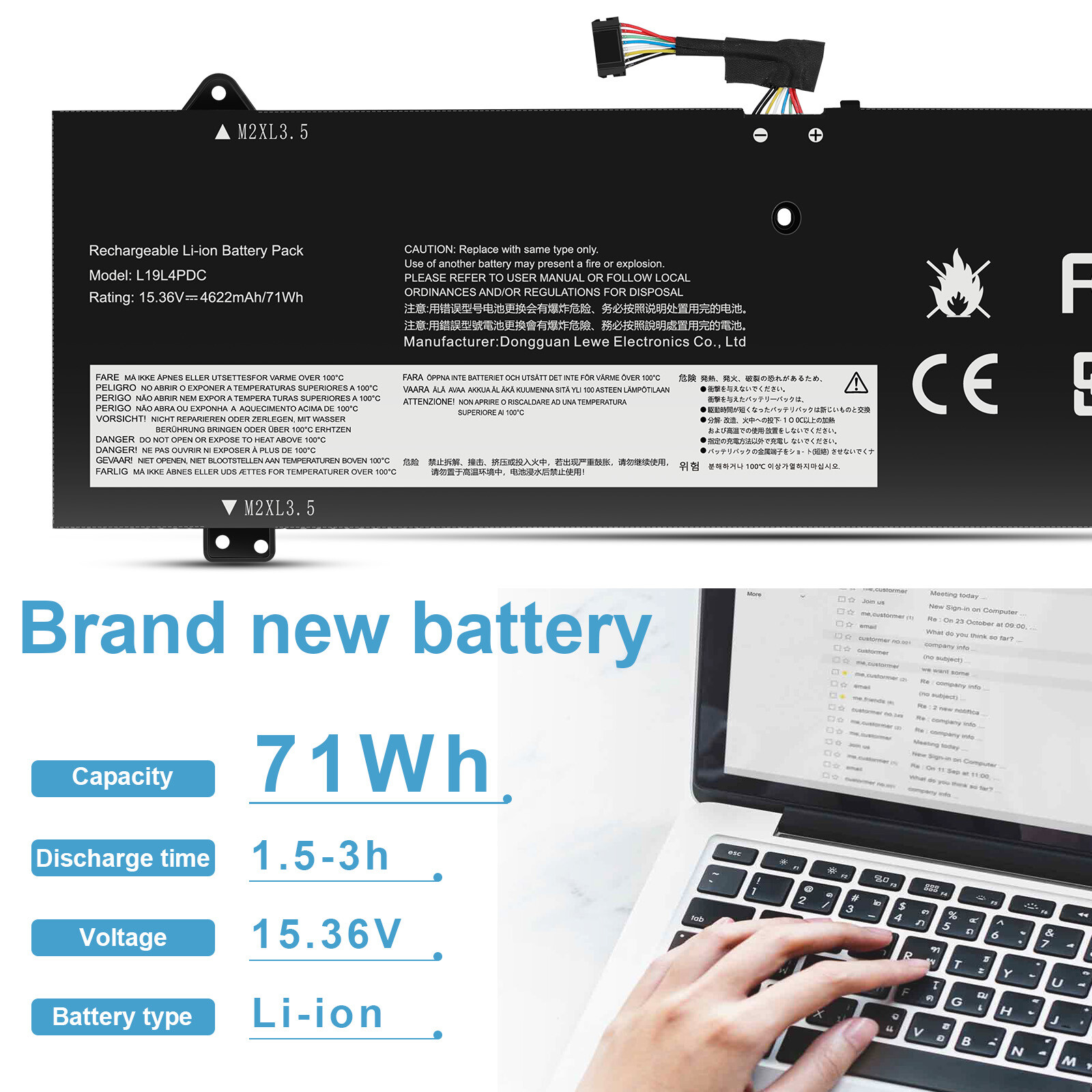 L19M4PDC L19C4PDC L19L4PDC OEM Genuine Battery For Lenovo Ideapad Yoga 7-14ITL