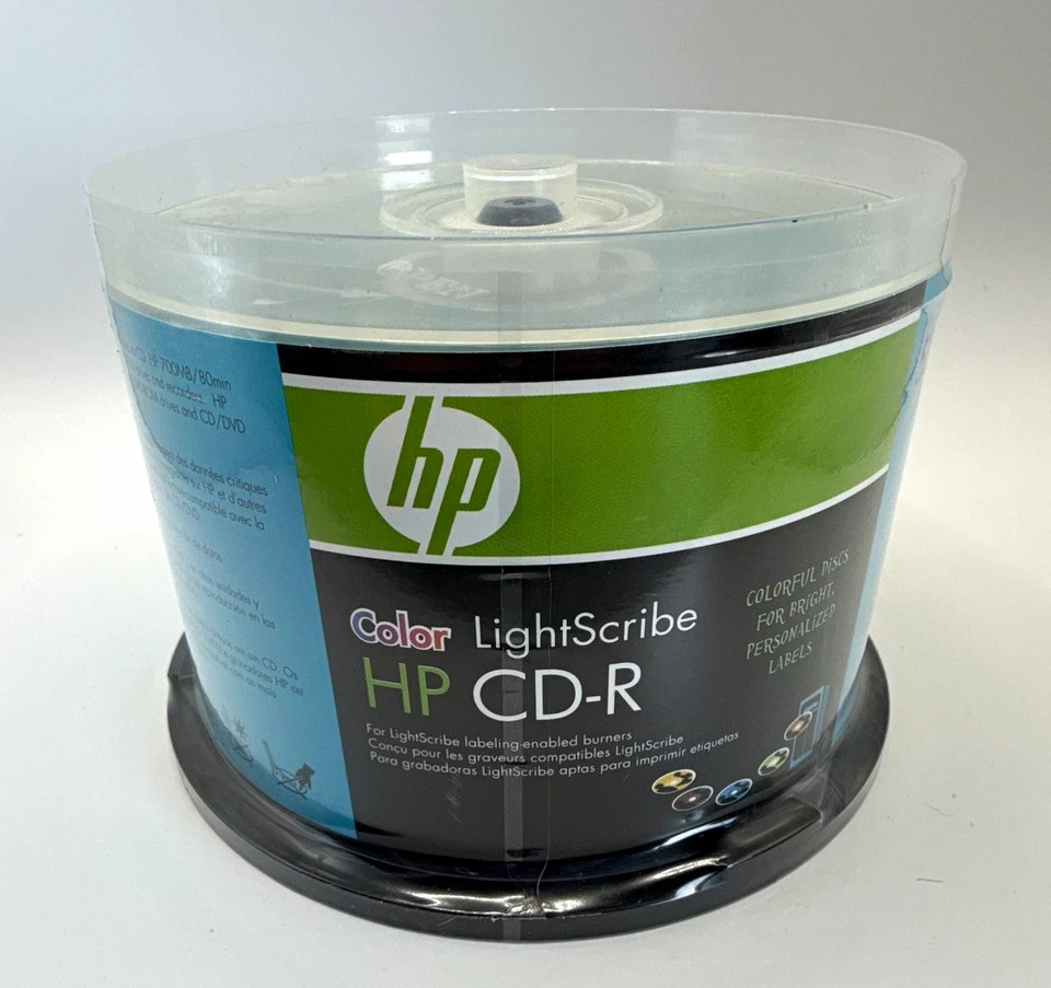 LightScribe HP Color CD-R 52x 700MB 50-Pack Spindle/Cake Box Blank Discs NEW
