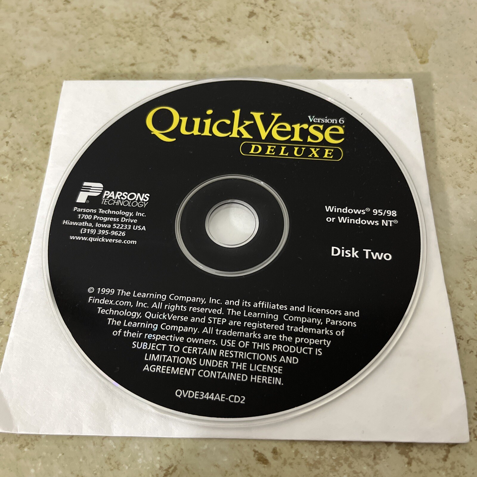 Quick Verse Deluxe Windows 95/98 NT Bible Reference CD Disc 2 Parsons