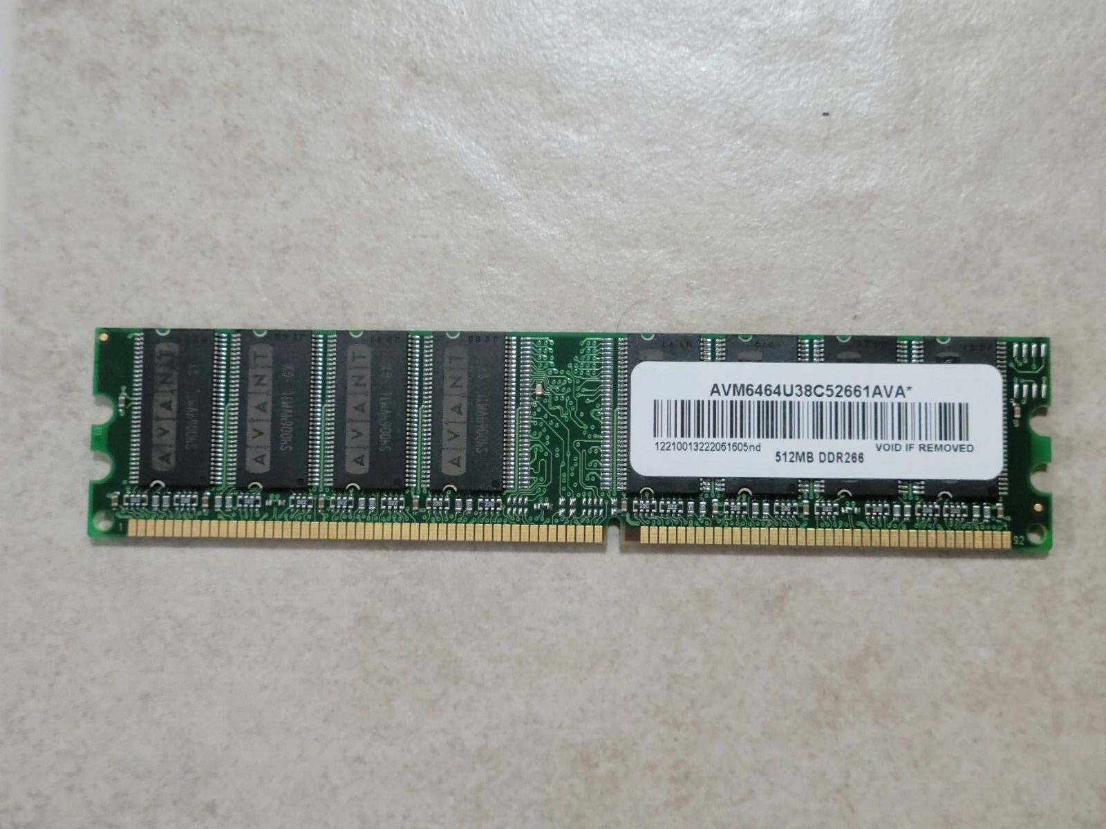 AVANT DESKTOP COMPUTER MEMORY RAM STICK 512MB DDR266 AVM6464U38C52661AVA