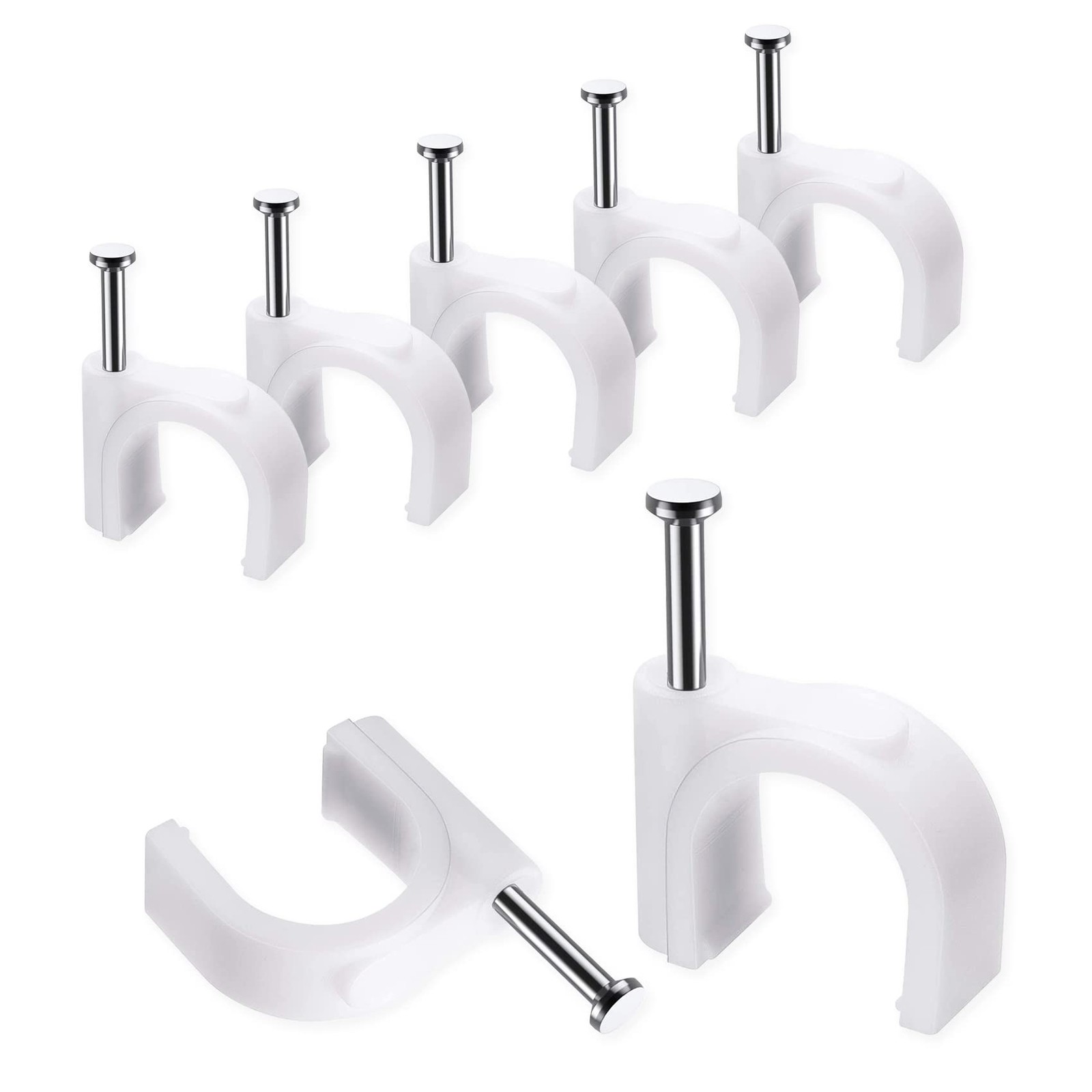 Abnii Cable Clips, 100 Pcs, 10mm, Wire Wall Clips with 10mm-100pc, White