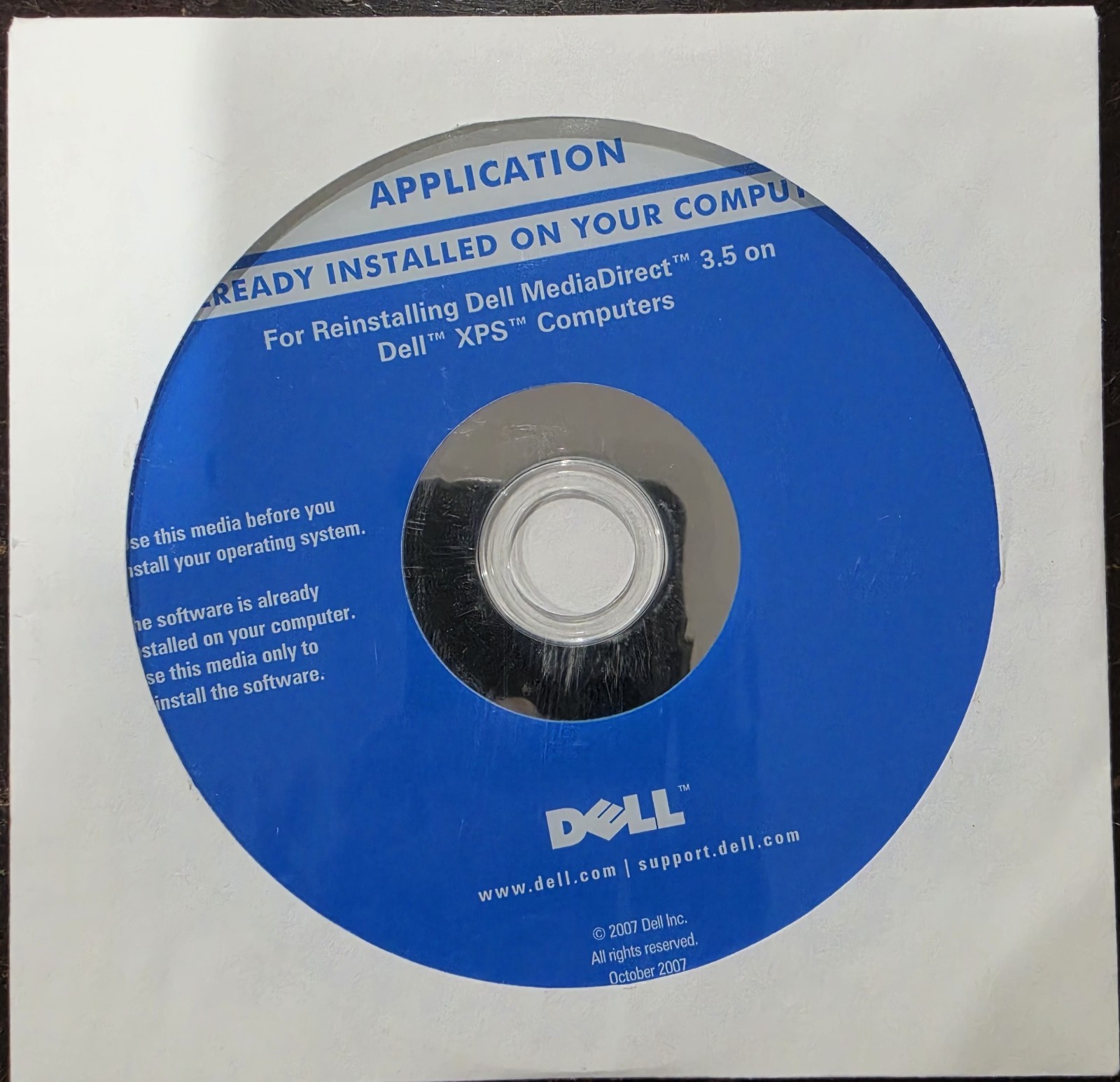 Dell MediaDirect 3.5 for XPS ReInstallation CD 