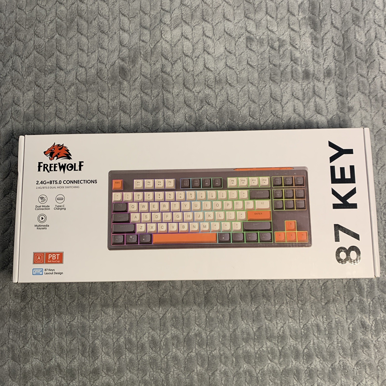 FreeWolf M87 Dual Mode Wireless Mechanical Keyboard Keycaps Mute Keyboard PBT
