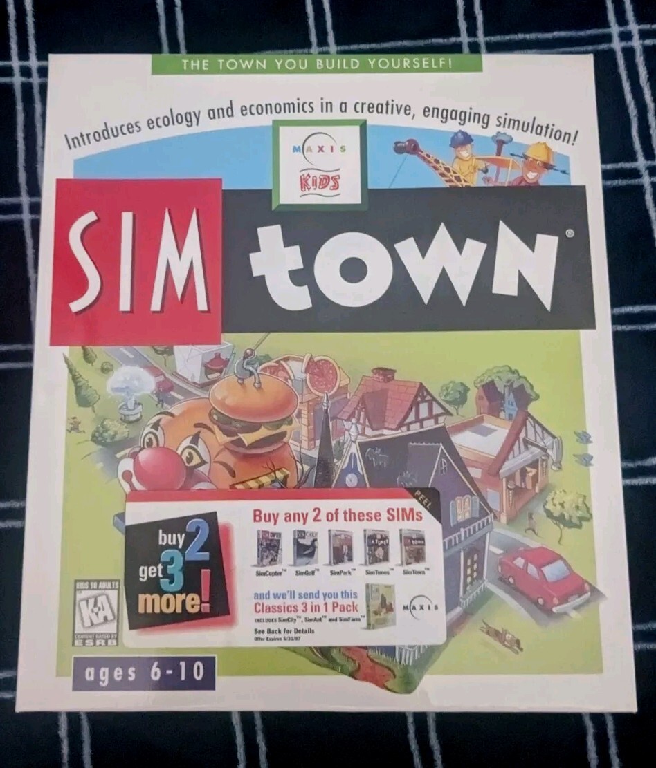 Sim Town 1995 Maxis Kids PC Game for Macintosh SEALED BRAND NEW RARE Sims MINT