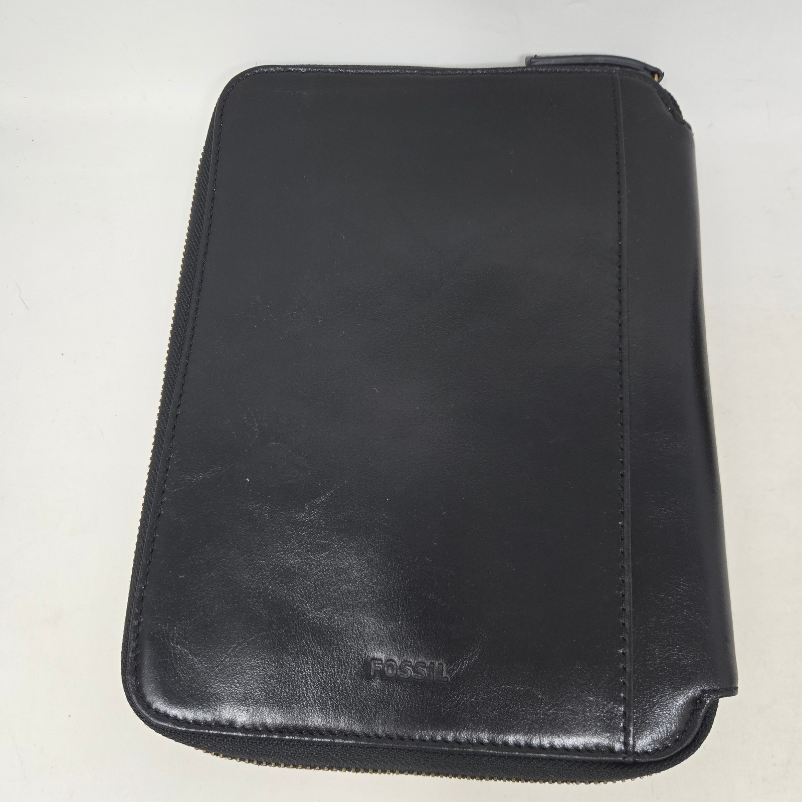 Fossil Raul Tech Case Black Leather Zip Around Portfolio Organizer SML1824001