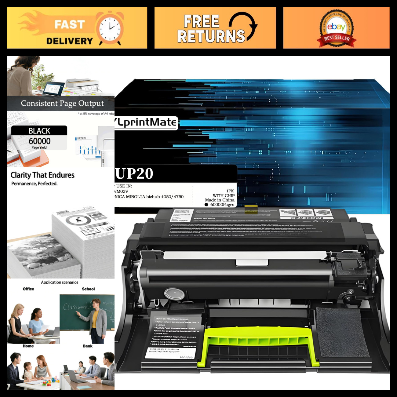 High Yield Imaging Unit Compatible with Konica Minolta Bizhub 4050 4750, 60K Pag