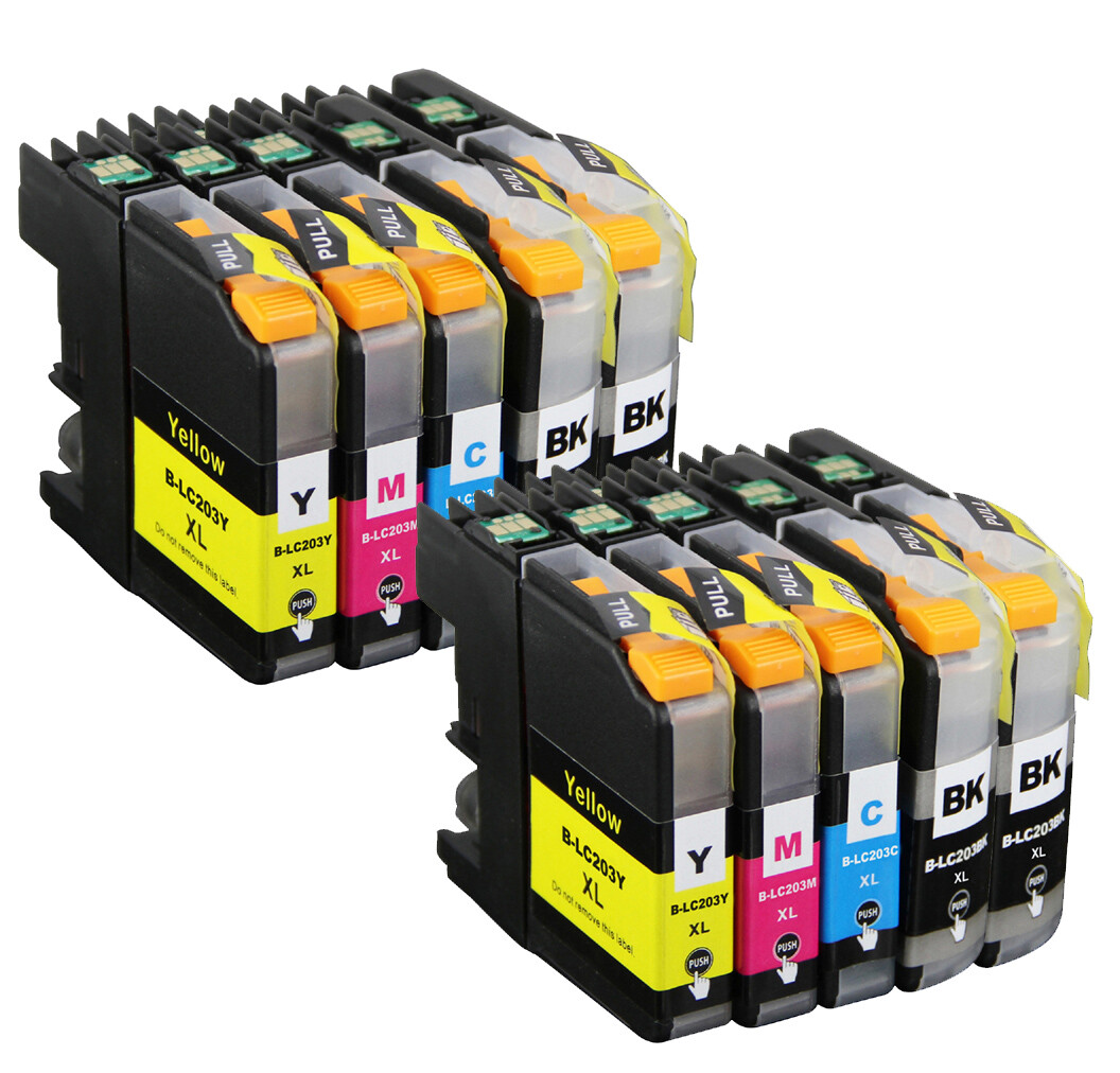 10 PK Printer Ink Set + Chip fits Brother LC203 MFC-J460DW MFC-J480DW MFC-J485DW