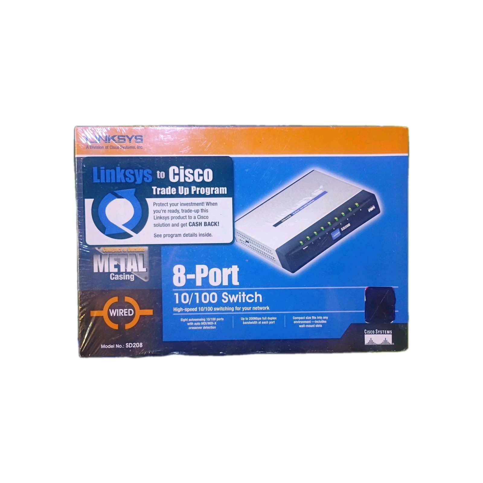 LINKSYS Cisco SD208 8 Port Router 10/100 Switch Metal Casing Wired New